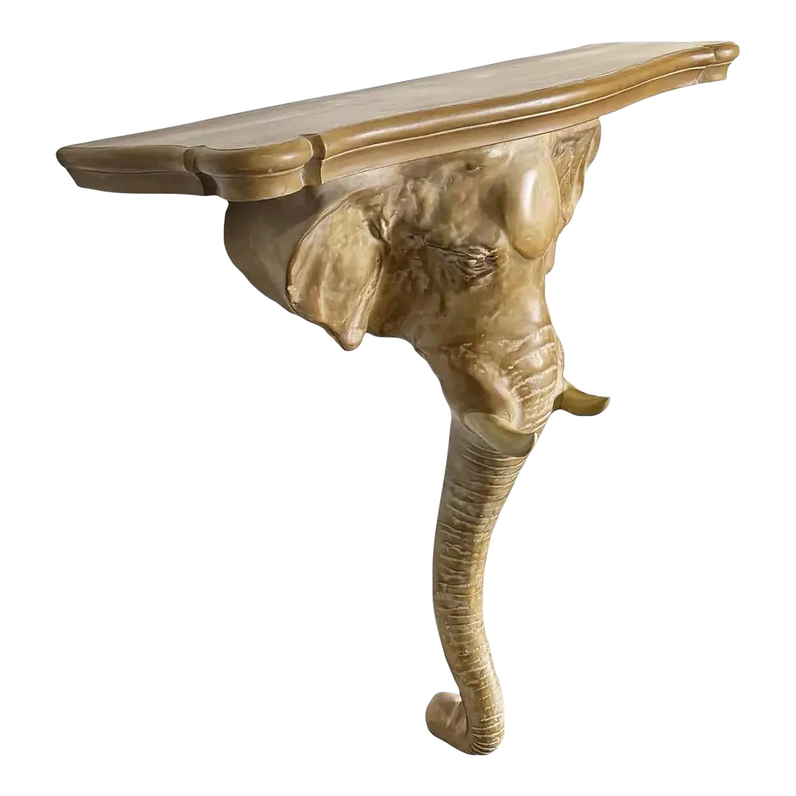 1970s Elephant Sconce Console Table by Chapman: Immerse yourself in the classic Palm Beach and coastal elegance with this 1970s Elephant Sconce Console Table by Chapman. A true statement piece, this table combines functionality with unparalleled
