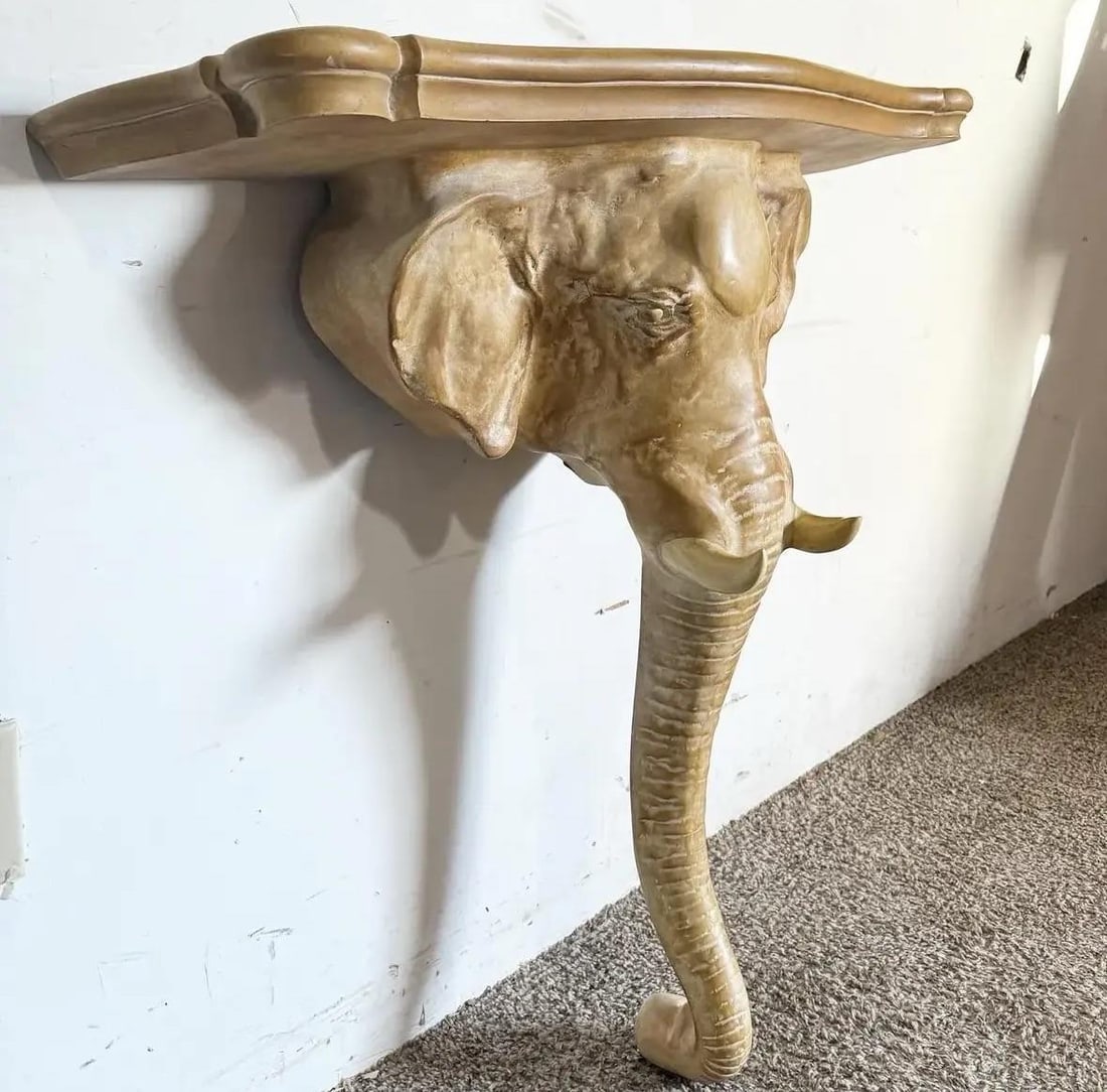 1970s Elephant Sconce Console Table by Chapman - 3