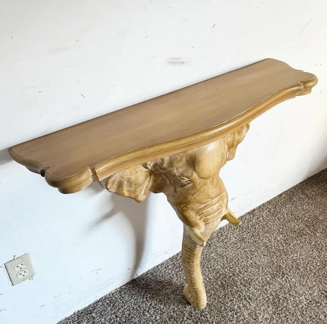 1970s Elephant Sconce Console Table by Chapman - 4