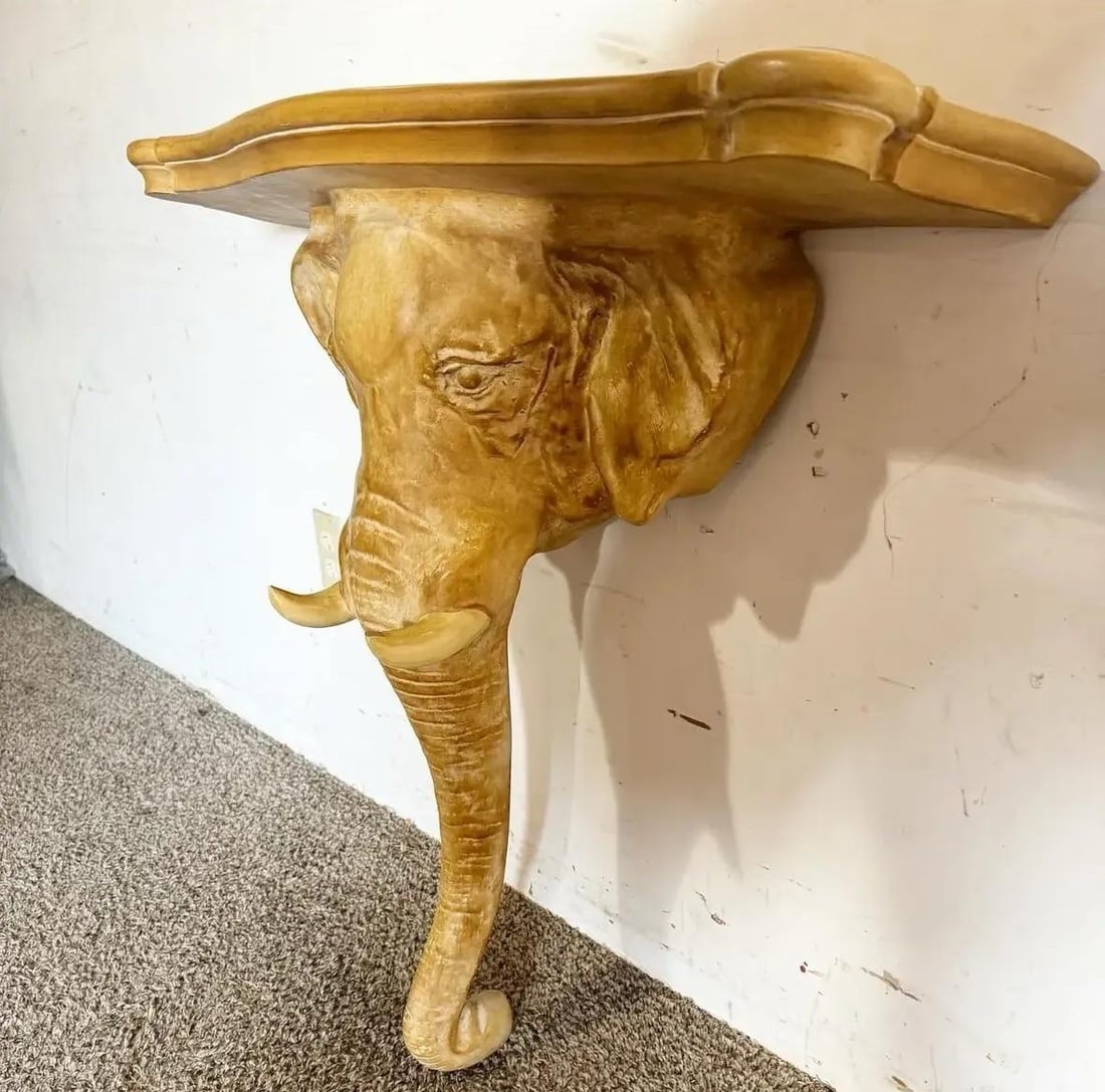 1970s Elephant Sconce Console Table by Chapman - 6