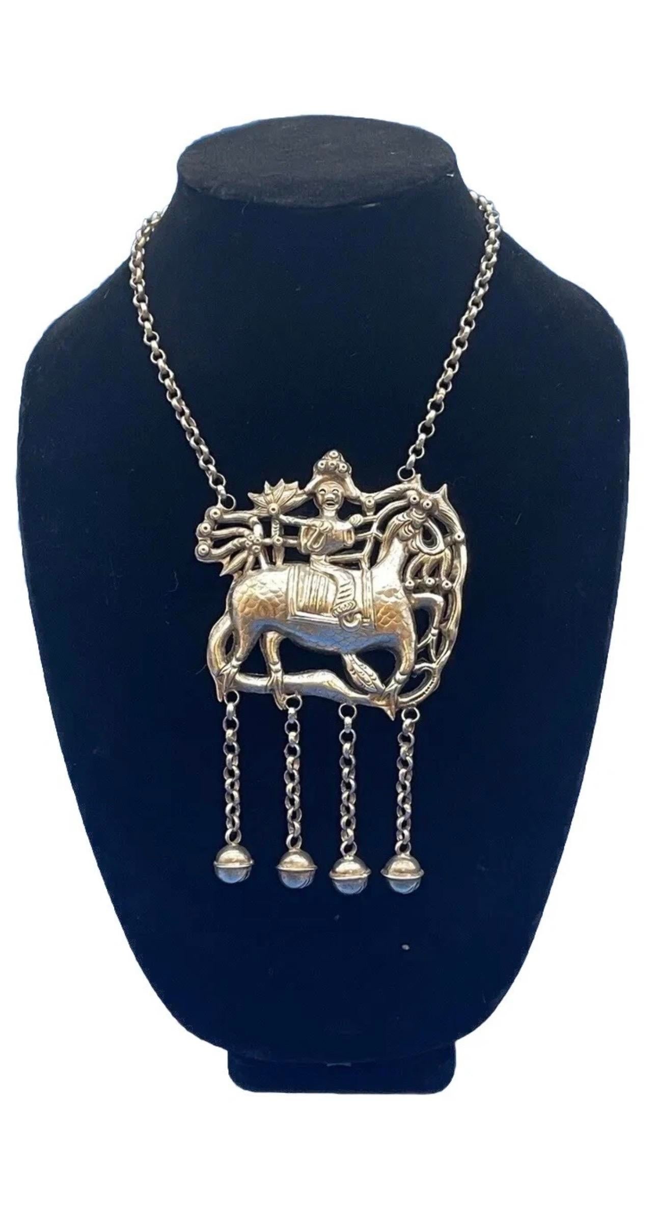 Vintage Chinese Silver Qilin Necklace - 10