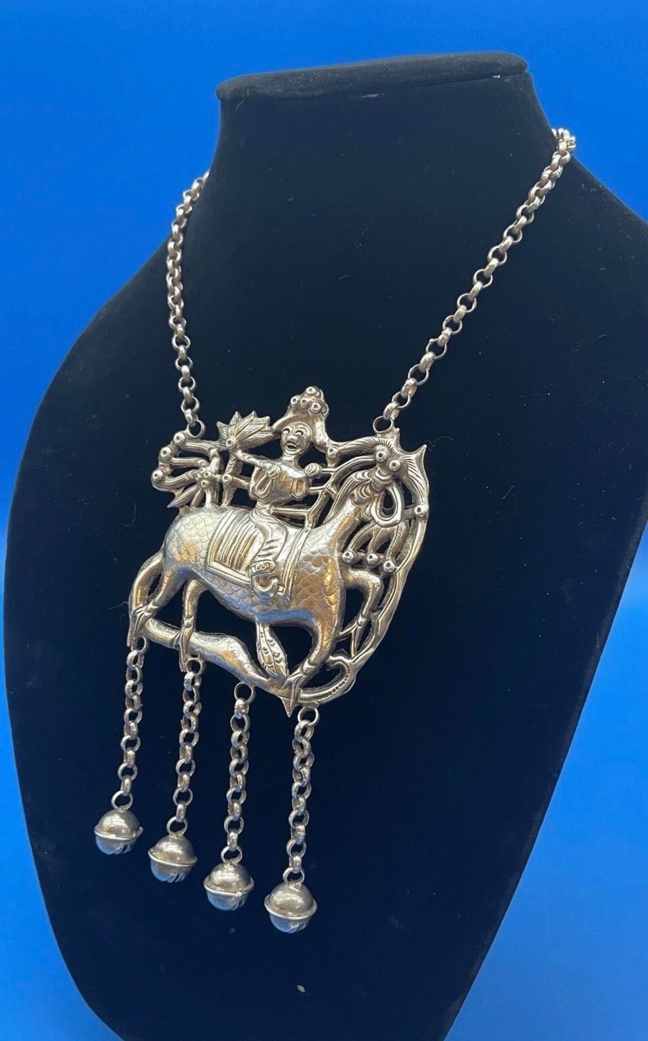 Vintage Chinese Silver Qilin Necklace - 12