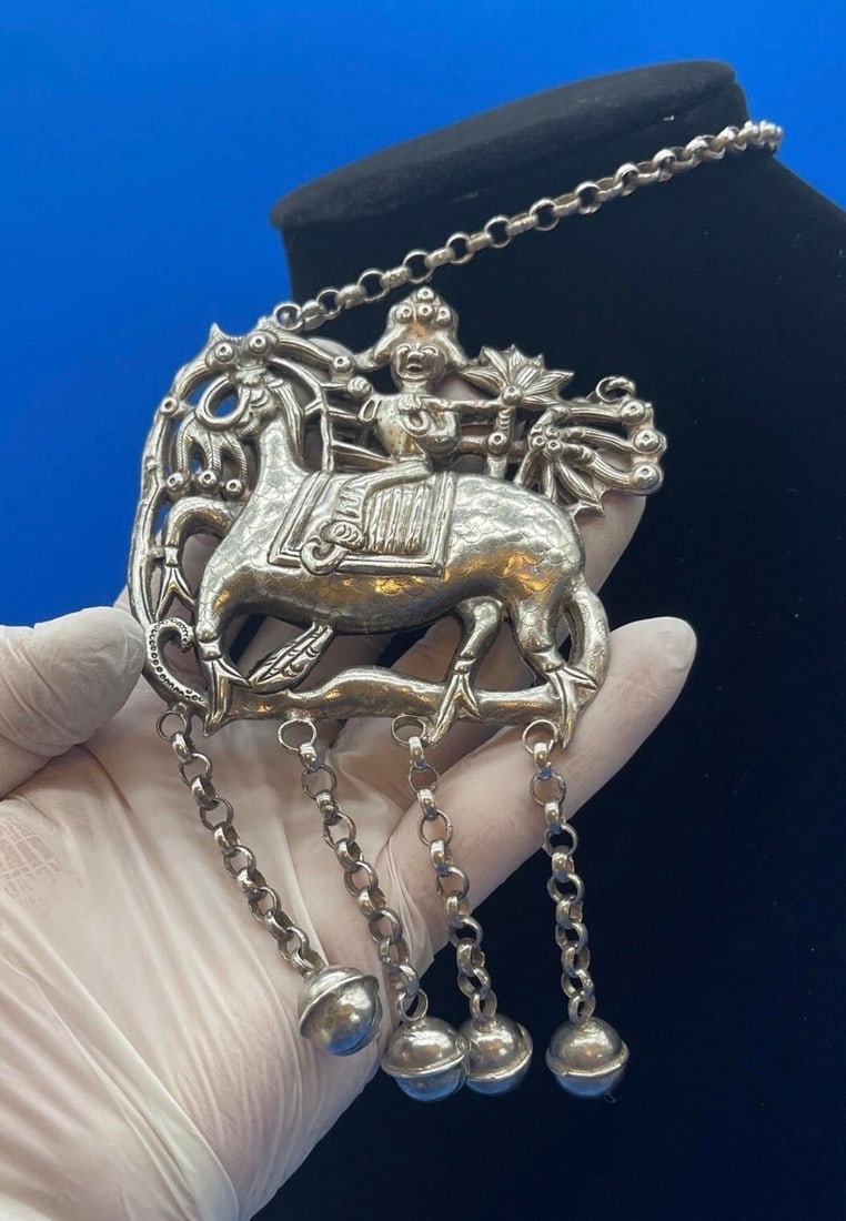 Vintage Chinese Silver Qilin Necklace - 14