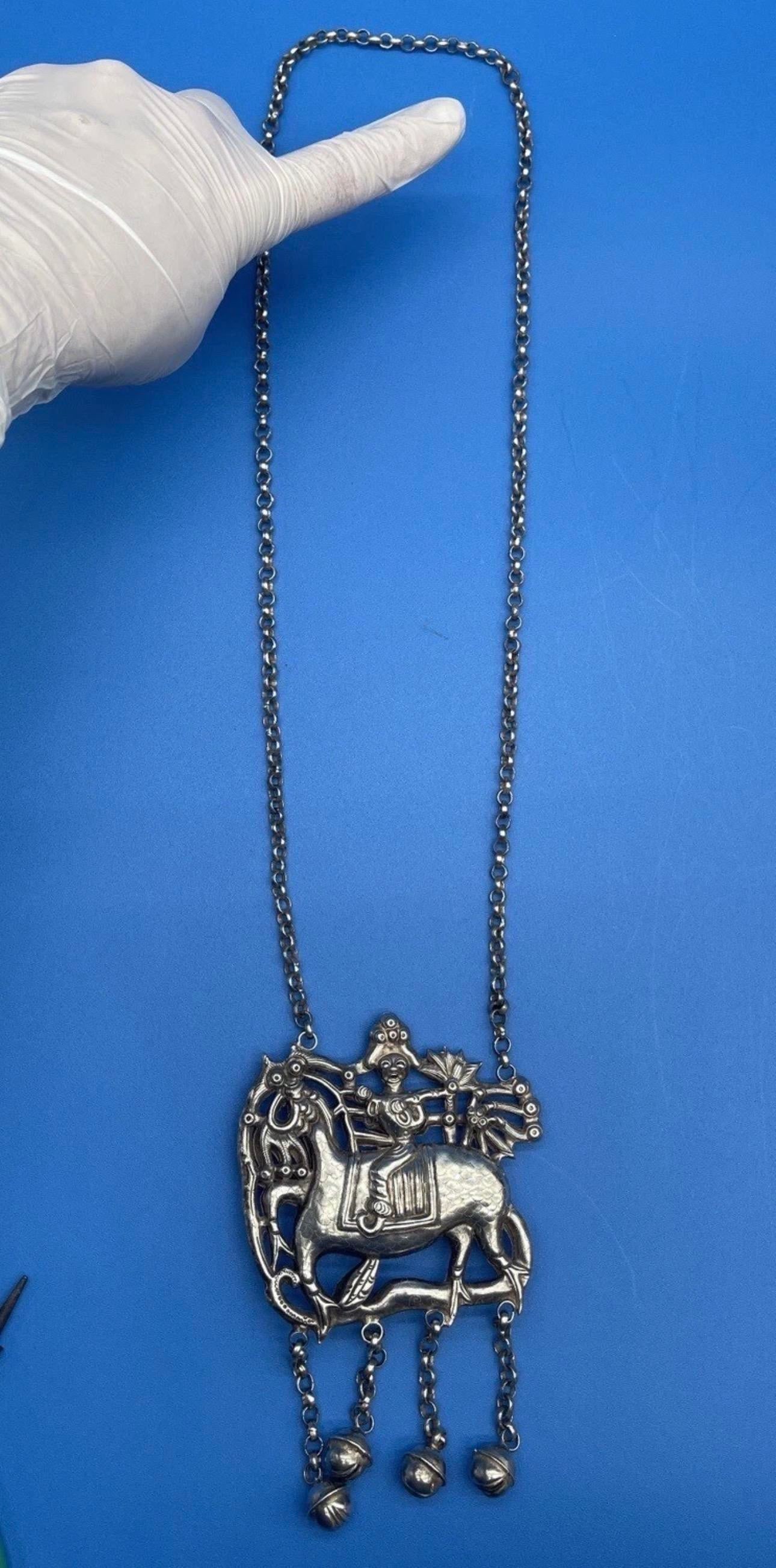 Vintage Chinese Silver Qilin Necklace - 15