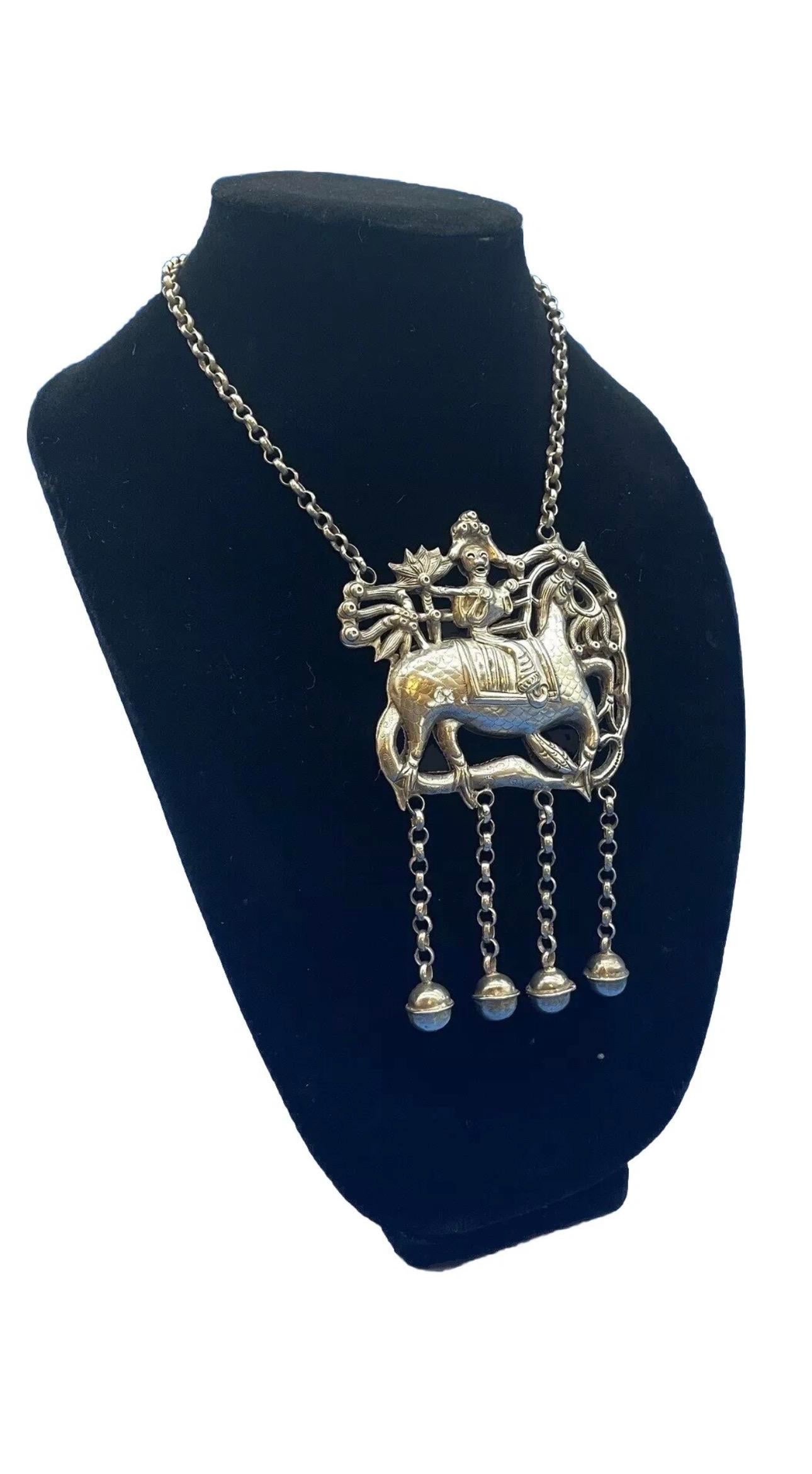 Vintage Chinese Silver Qilin Necklace - 2