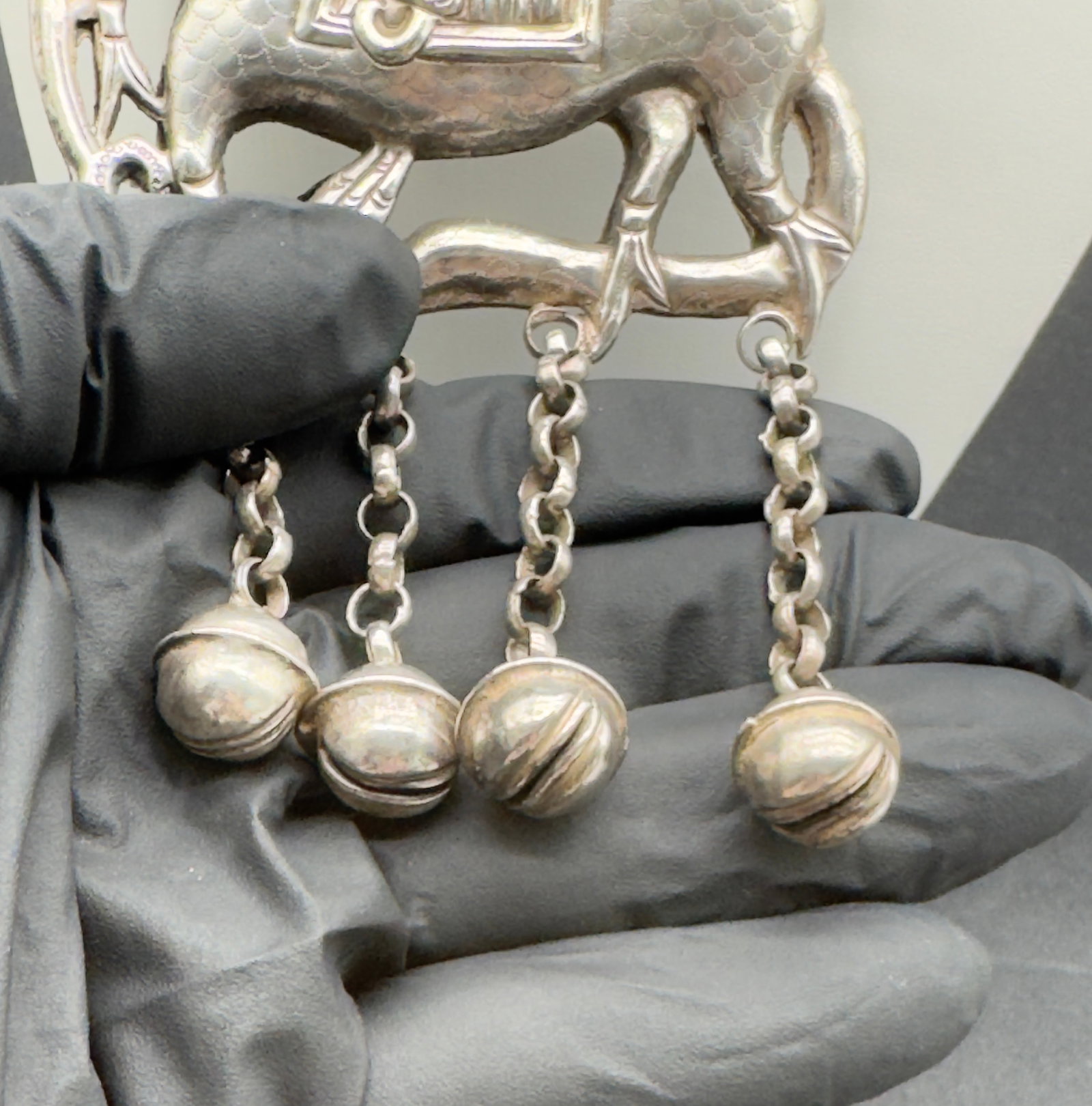 Vintage Chinese Silver Qilin Necklace - 3