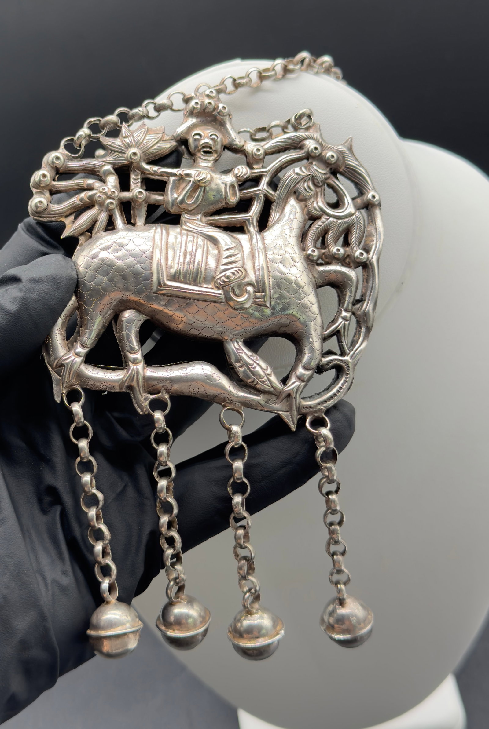Vintage Chinese Silver Qilin Necklace - 4