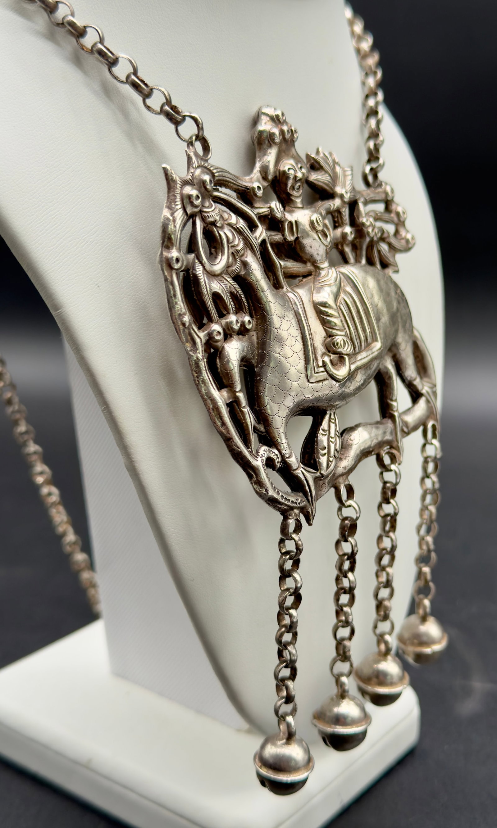 Vintage Chinese Silver Qilin Necklace - 6