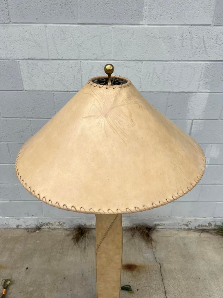 Pair of 1990s Lexington Furniture Cream Leather Floor Lamps With Matching Leather Shades - 13
