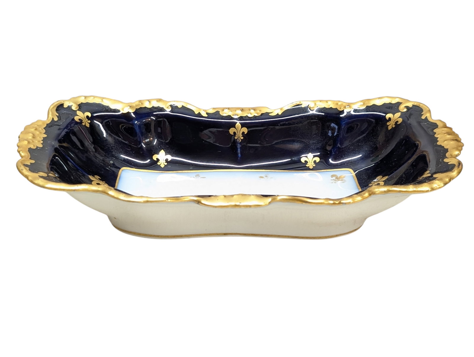 Late 19th Century J. Pouyat Limoges Porcelain Fleur De Lis Royal Blue & Gold Gilt Tray - 3