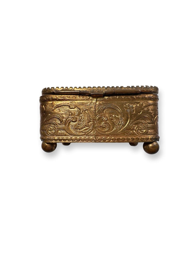 Antique Paris Trocadéro Palace Souvenir Jewelry Box, Gilt Brass & Beveled Glass, C. 1890– - 3