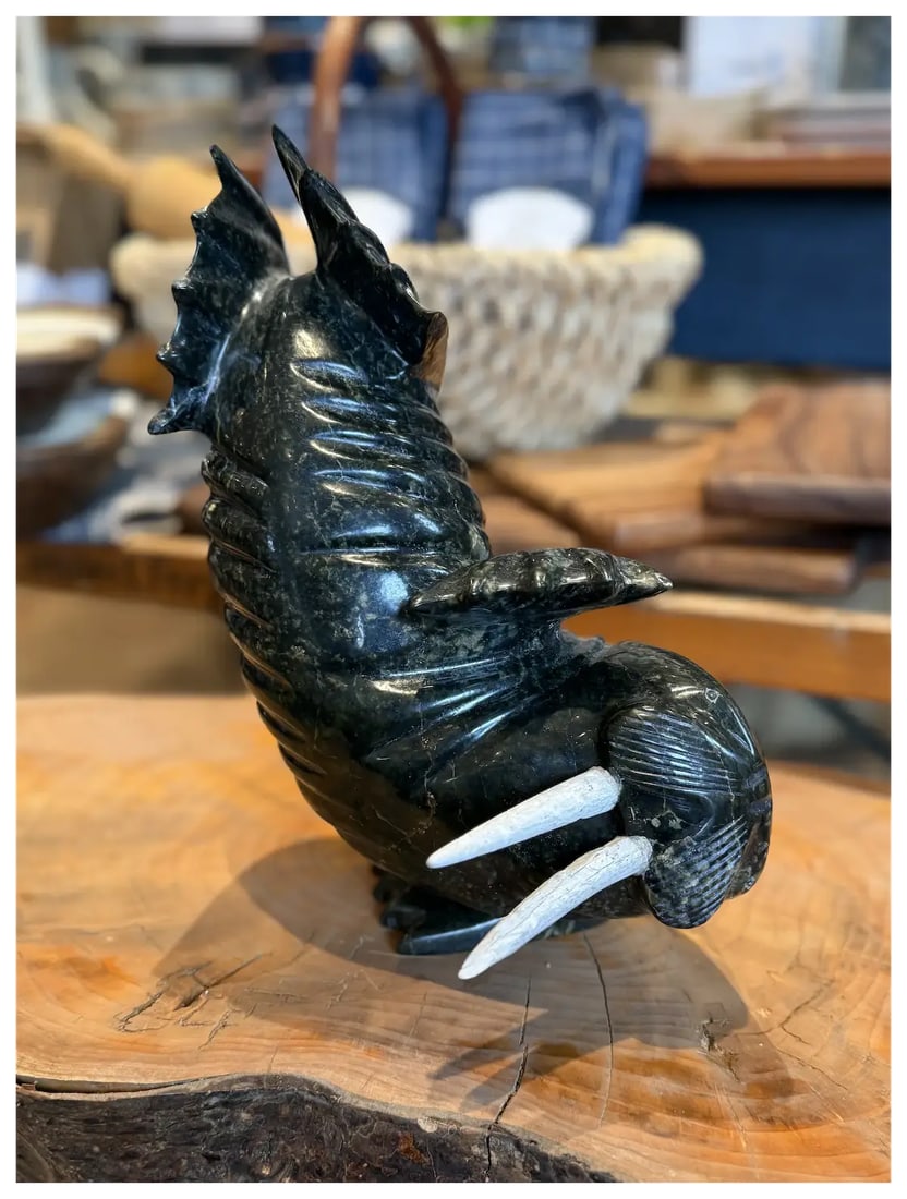 1960s Soapstone Dancing Walrus by Peter Parr 10.5 Inches – Cape Dorset, Nu - 5
