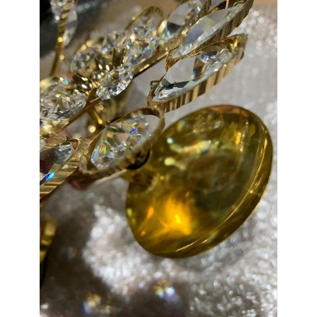 Crystal Palwa Sconce, Wall Light, Vintage Hollywood Regency 24 Karat Gold, 1960s - 9