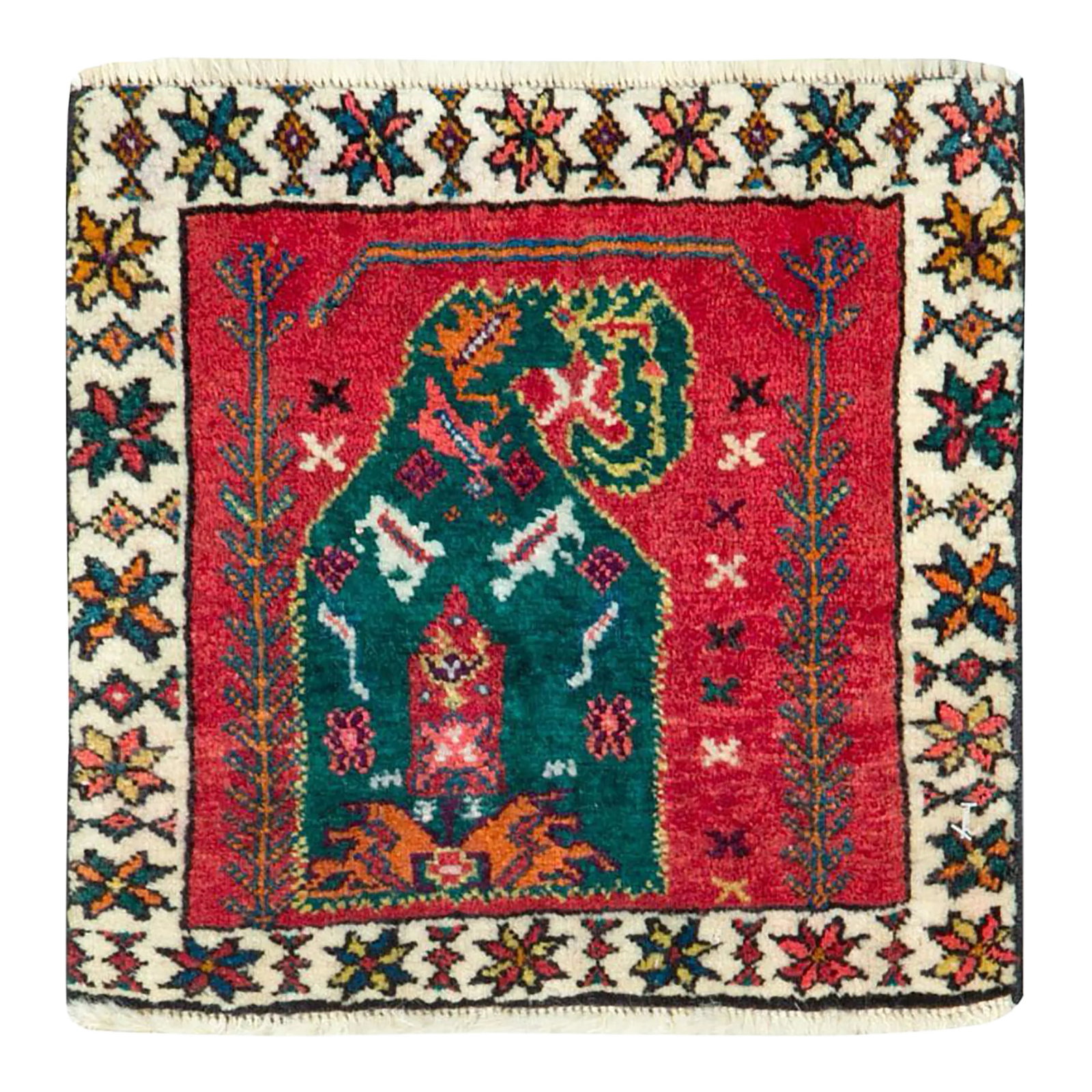 Galerie Shabab Collection Mid-20th Century Handmade Persian Shiraz Square Throw Rug (1 of 5)