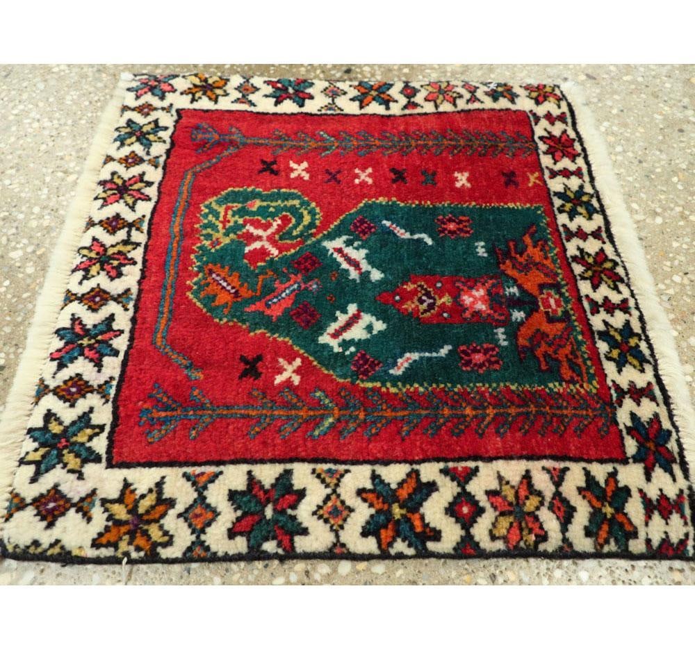 Galerie Shabab Collection Mid-20th Century Handmade Persian Shiraz Square Throw Rug - 4