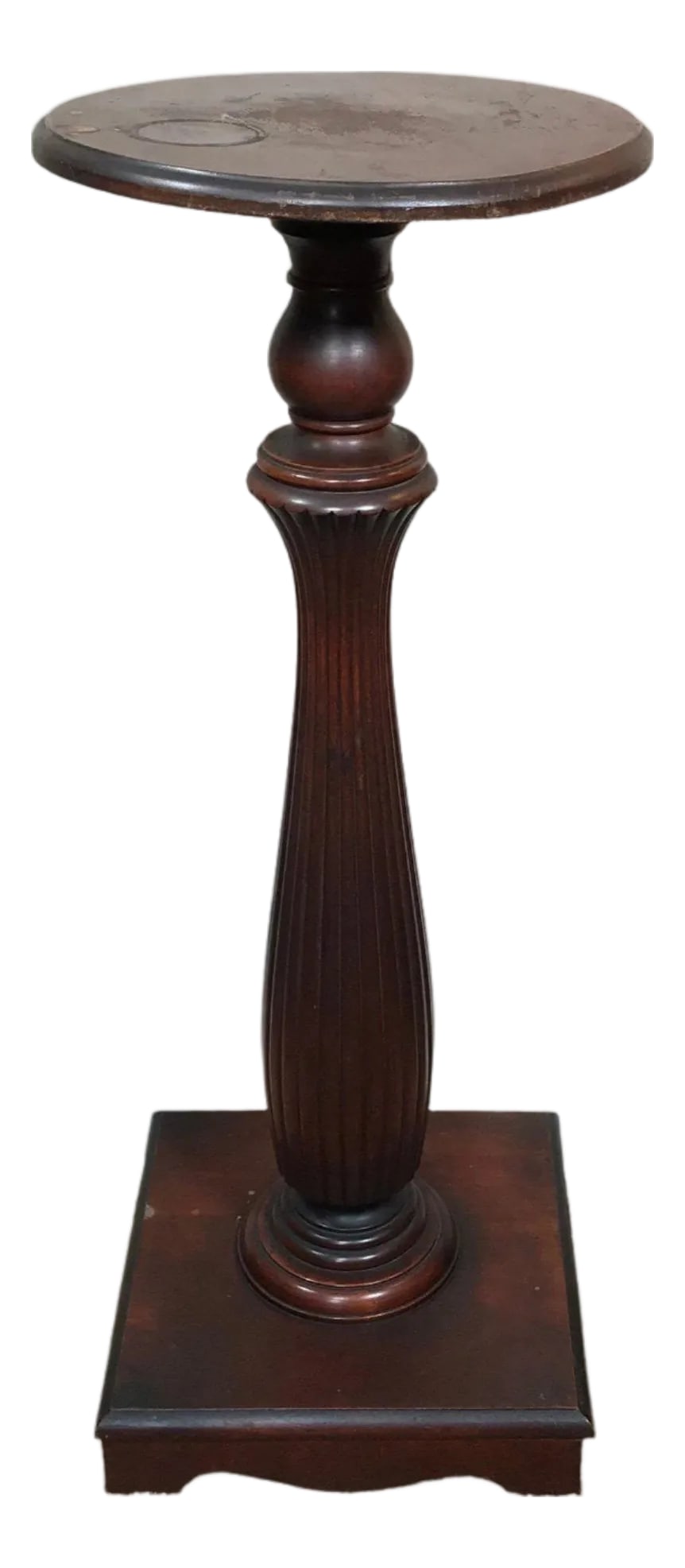 Antique Fluted Walnut Victorian Pedestal: Antique Fluted Walnut Victorian Pedestal. Some Watermarks On Top Measures 36" x 13-1/2" x 13-1/2" Condition: Alterations: Original Condition Unaltered Imperfections: Some Imperfections Condition