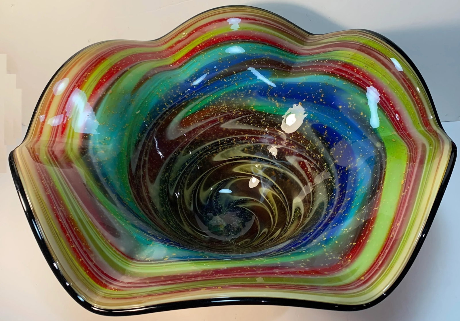 Multicolor Art Glass Decorative Centerpiece Bowl - 4