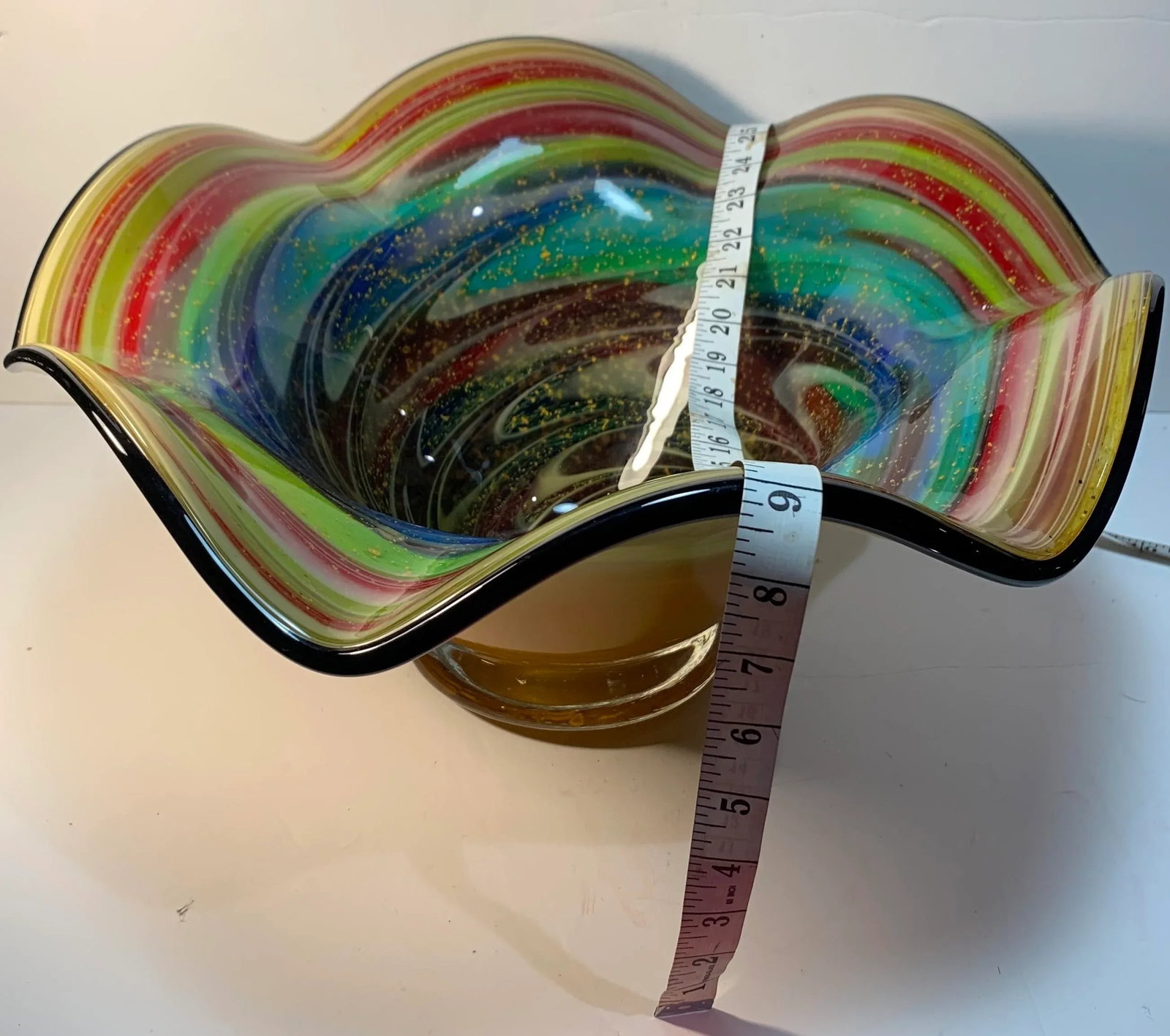 Multicolor Art Glass Decorative Centerpiece Bowl - 8