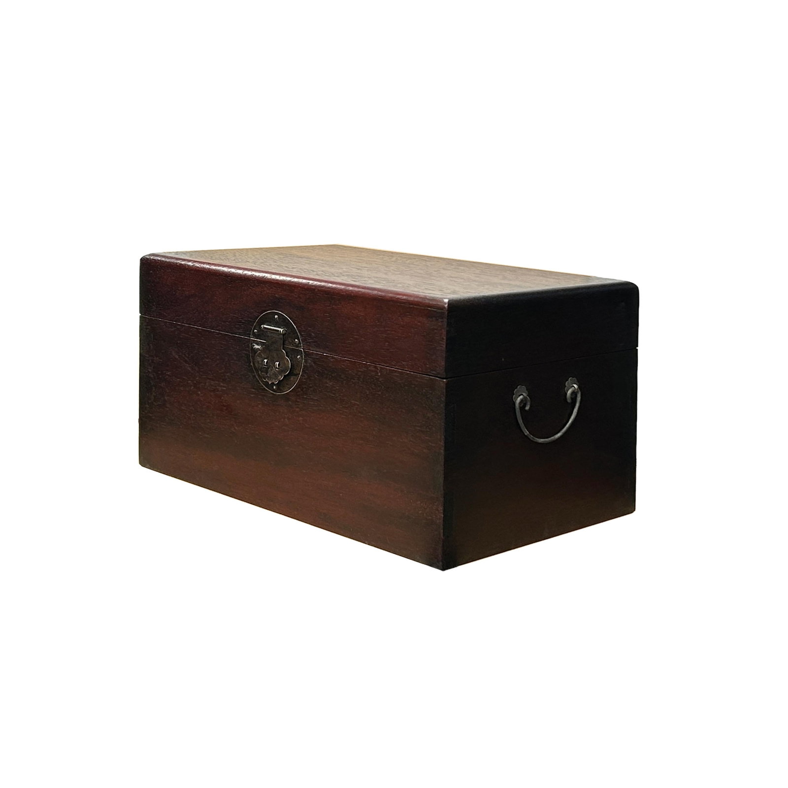 Oriental Plain Surface Brown Natural Wood Small Trunk Chest Box - 2