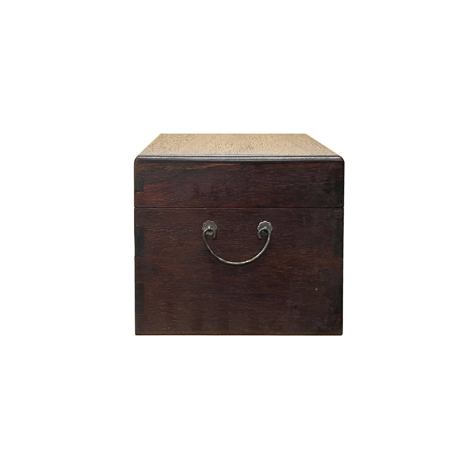 Oriental Plain Surface Brown Natural Wood Small Trunk Chest Box - 3
