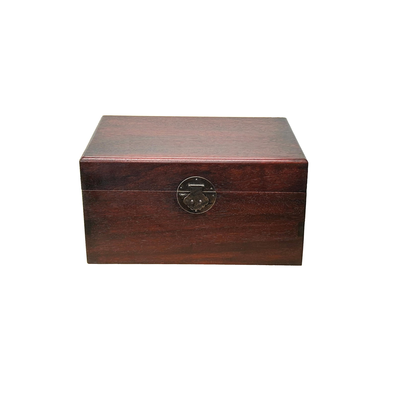 Oriental Plain Surface Brown Natural Wood Small Trunk Chest Box - 4