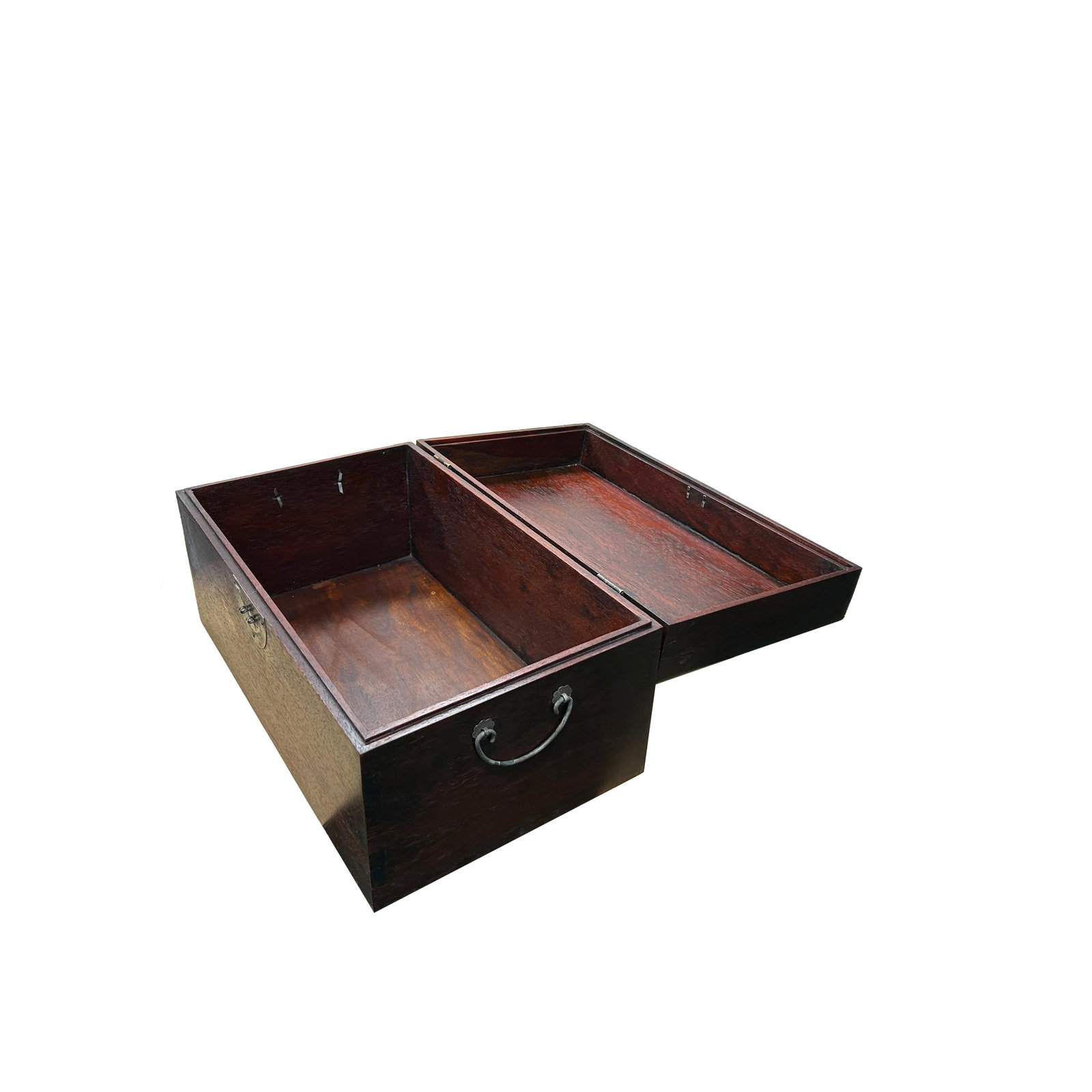 Oriental Plain Surface Brown Natural Wood Small Trunk Chest Box - 5