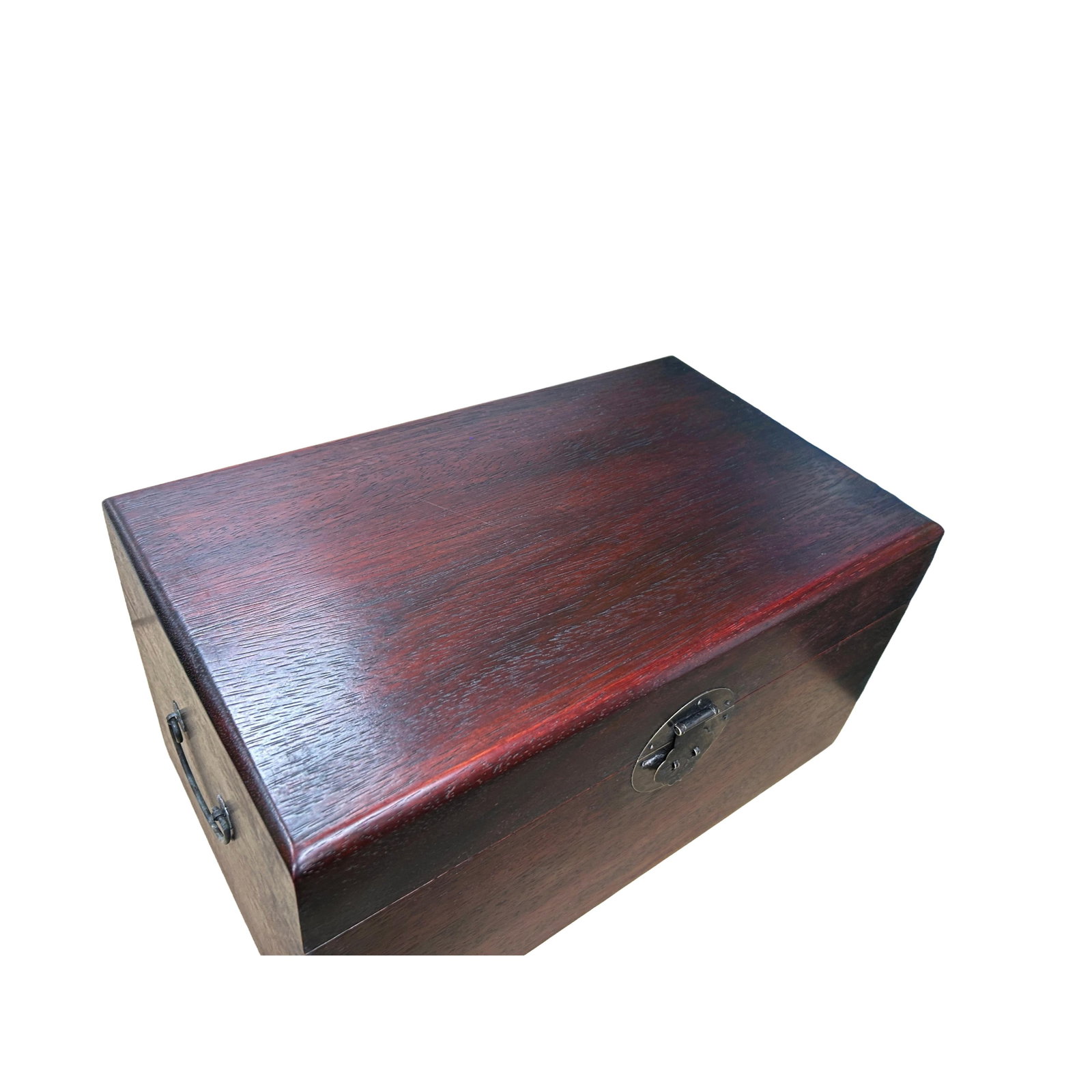 Oriental Plain Surface Brown Natural Wood Small Trunk Chest Box - 6