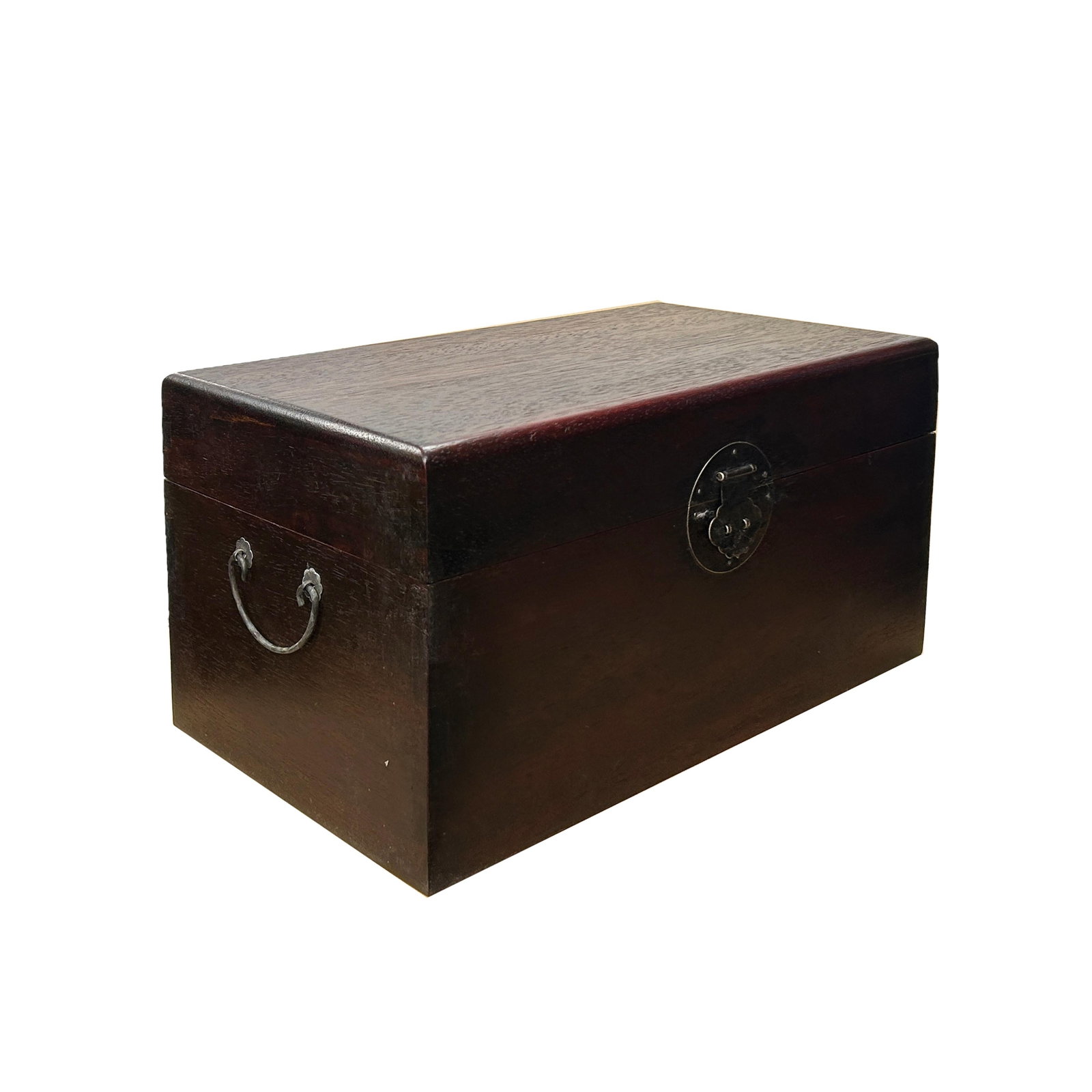 Oriental Plain Surface Brown Natural Wood Small Trunk Chest Box - 7