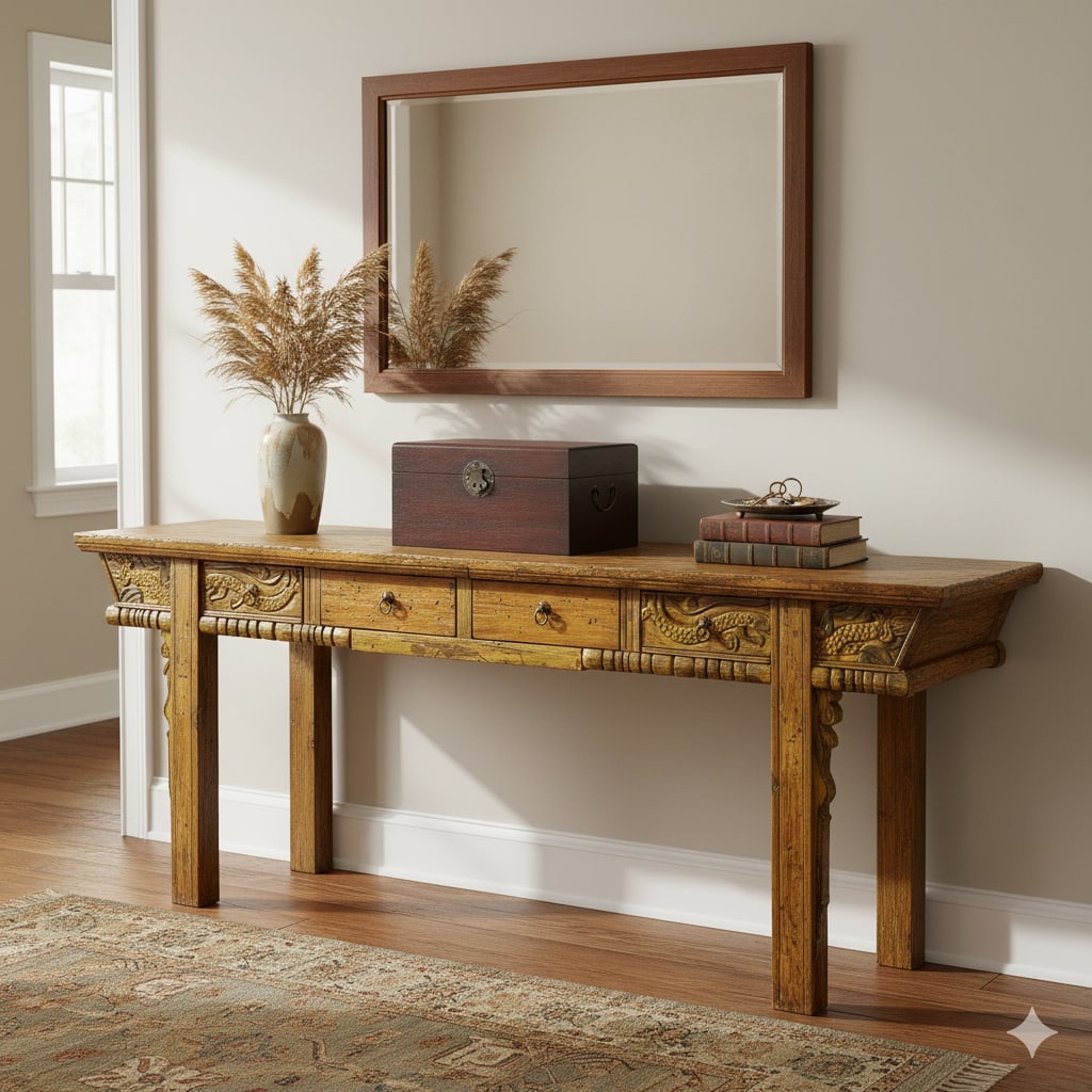 Oriental Plain Surface Brown Natural Wood Small Trunk Chest Box - 8