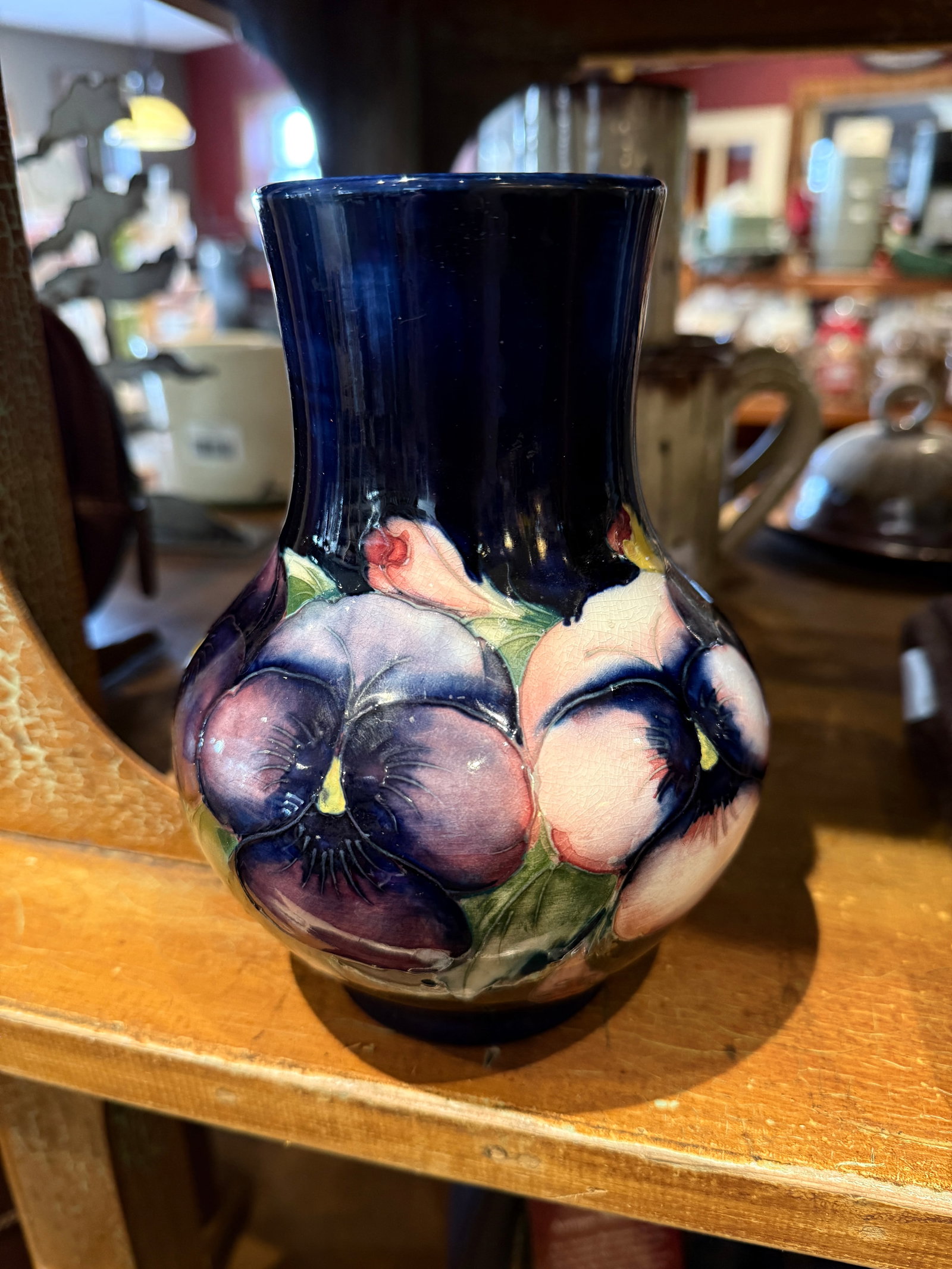 Vintage Moorcroft Pansy Vase 7 Inch Floral Design - 2