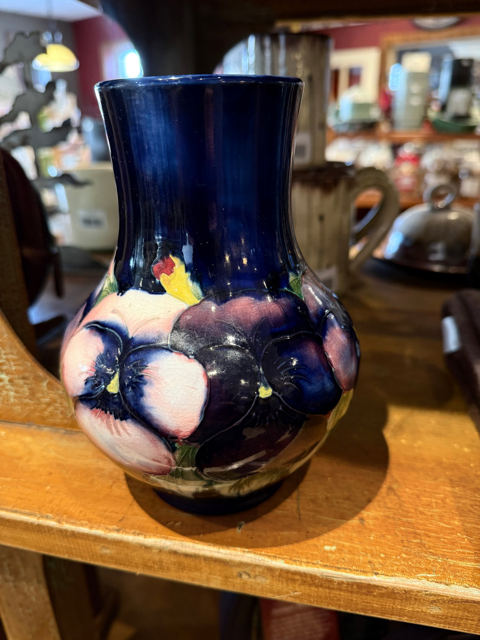Vintage Moorcroft Pansy Vase 7 Inch Floral Design - 3