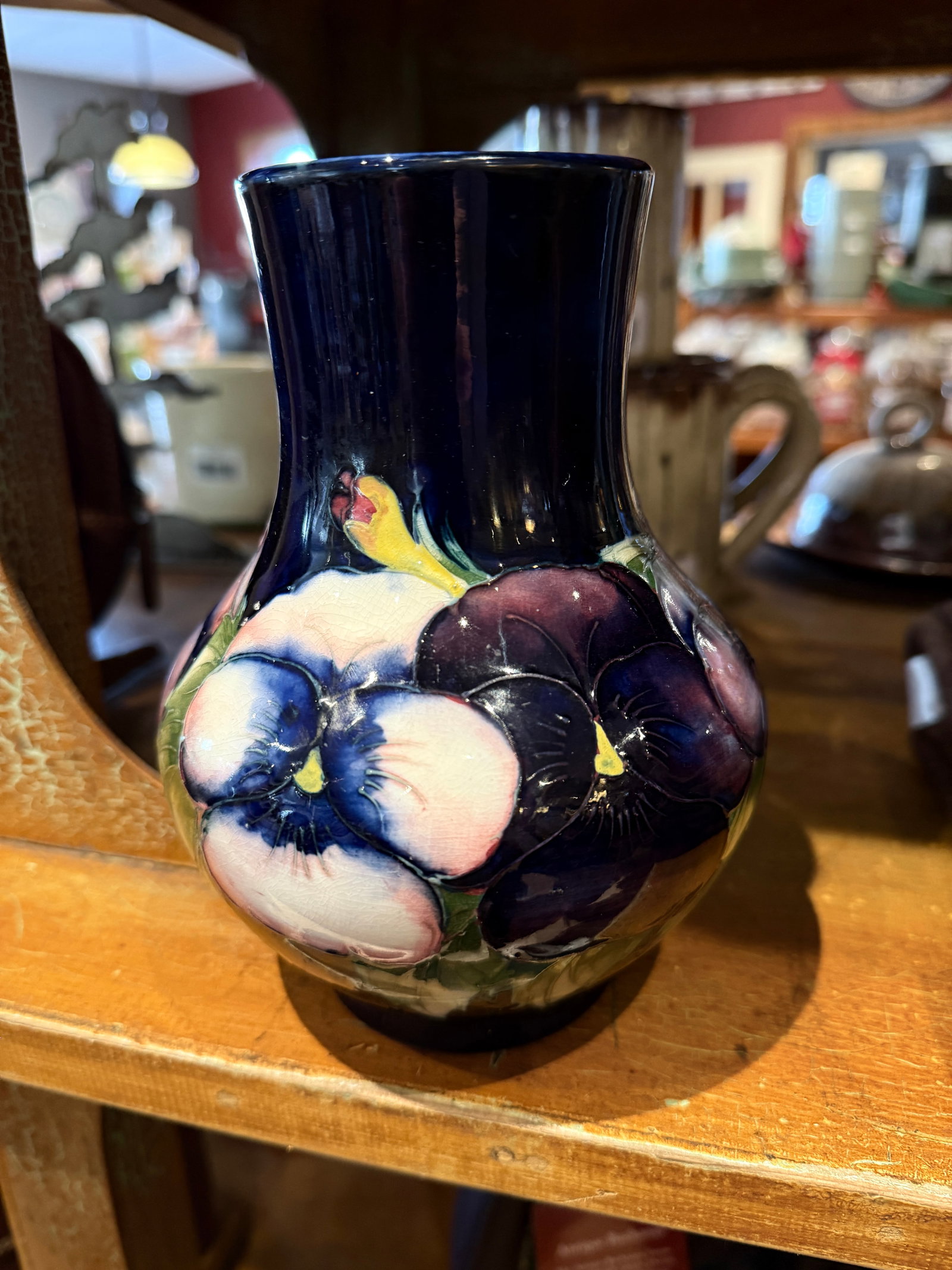 Vintage Moorcroft Pansy Vase 7 Inch Floral Design - 4