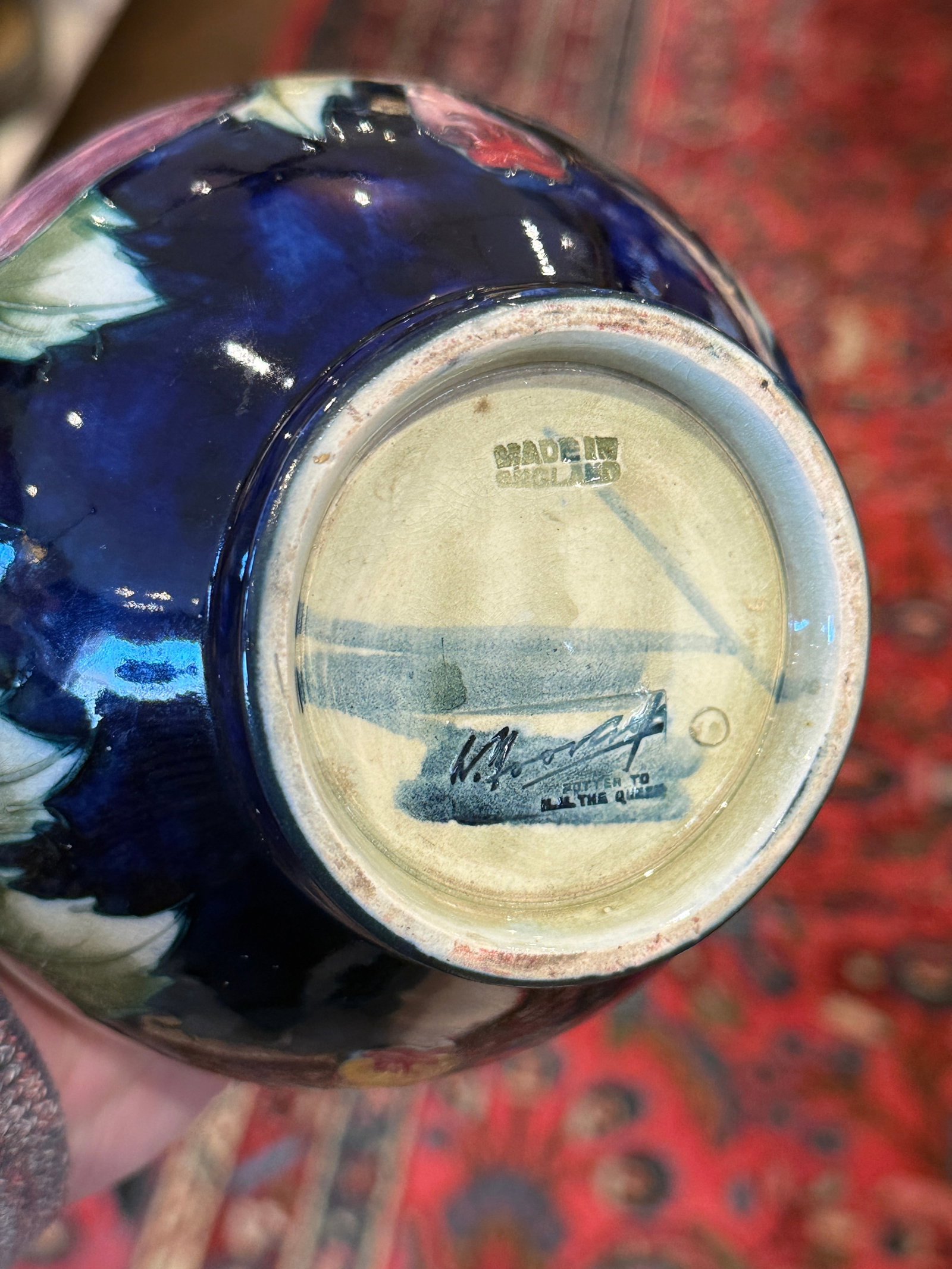 Vintage Moorcroft Pansy Vase 7 Inch Floral Design - 8