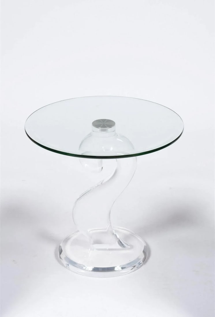 1980s Haziza Sculptural Glass Side Table - 3