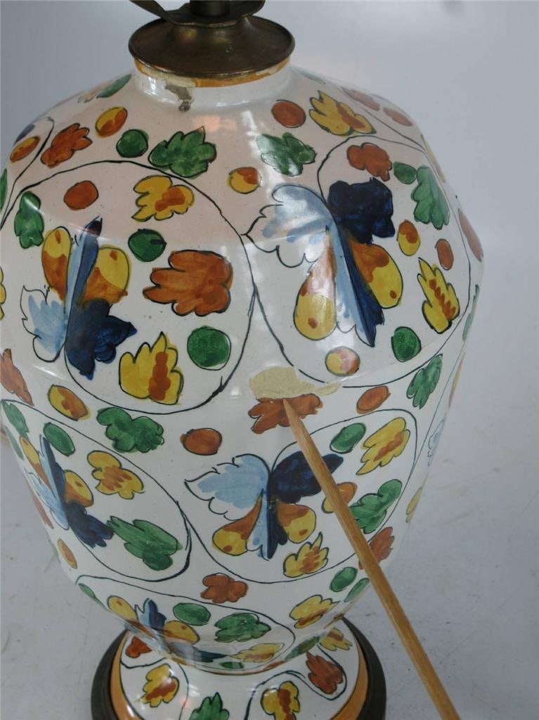 1900 Large Table Lamp Art Deco Italy Capodimonte Hand Thrown & Painted Porcelain - 10