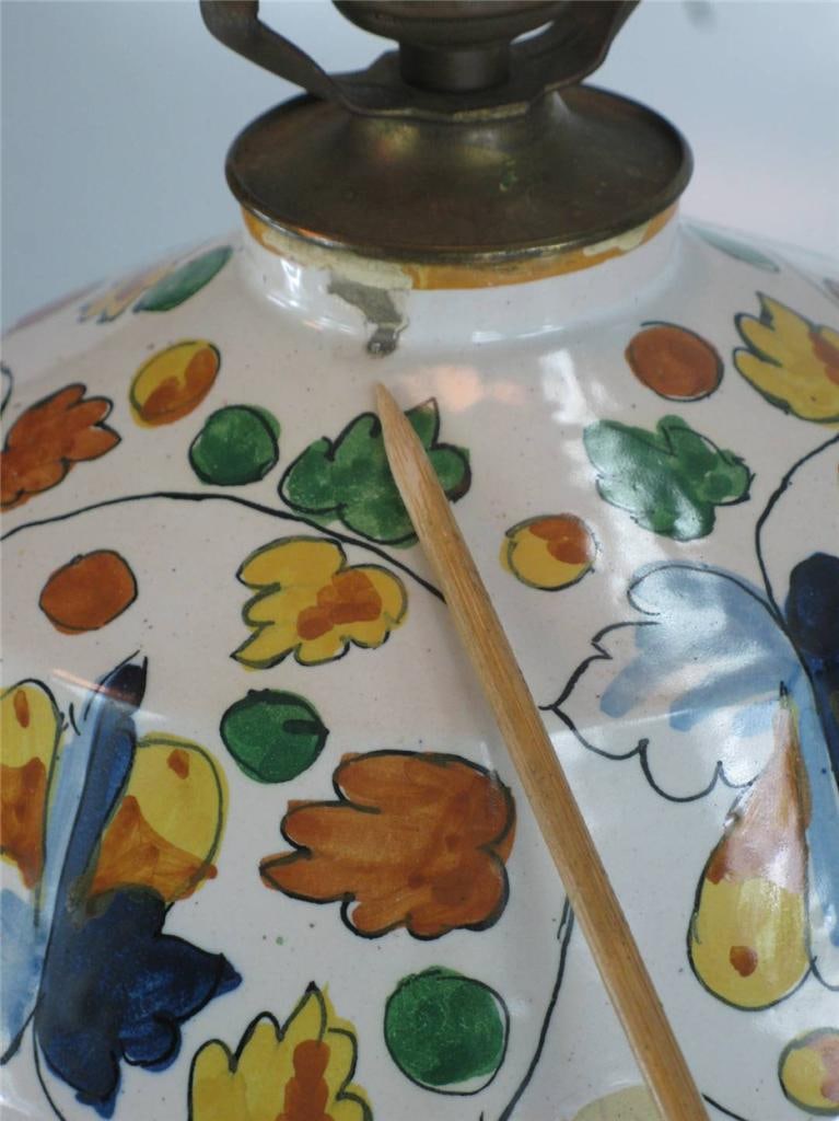 1900 Large Table Lamp Art Deco Italy Capodimonte Hand Thrown & Painted Porcelain - 12