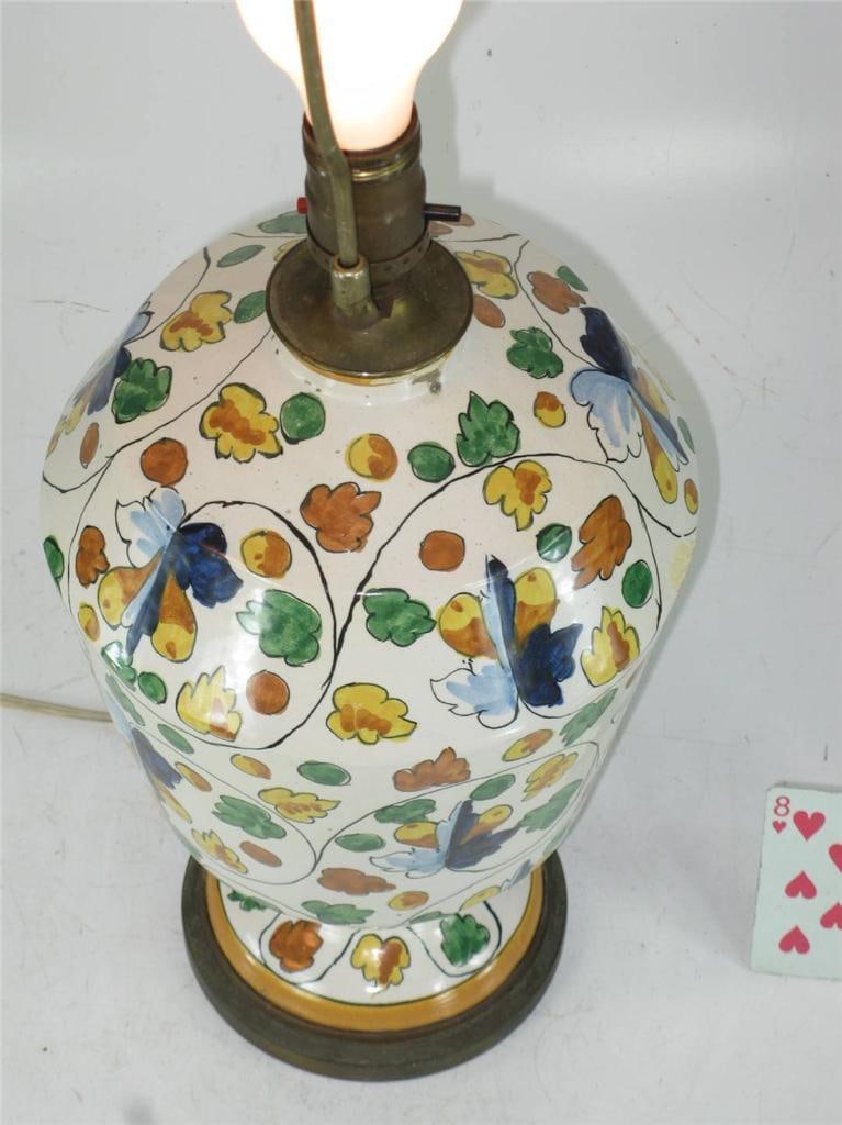 1900 Large Table Lamp Art Deco Italy Capodimonte Hand Thrown & Painted Porcelain - 9