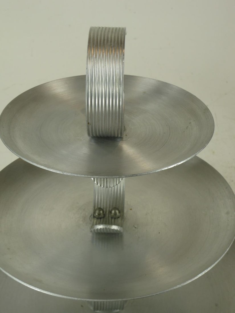 19th Century Serving Tray Mullti-tear Hand Wrought Aluminum Mid Century Modern - 10