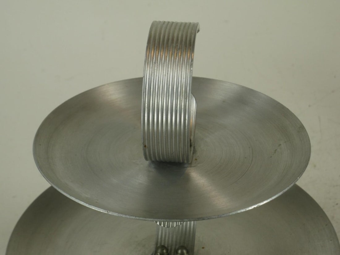 19th Century Serving Tray Mullti-tear Hand Wrought Aluminum Mid Century Modern - 11