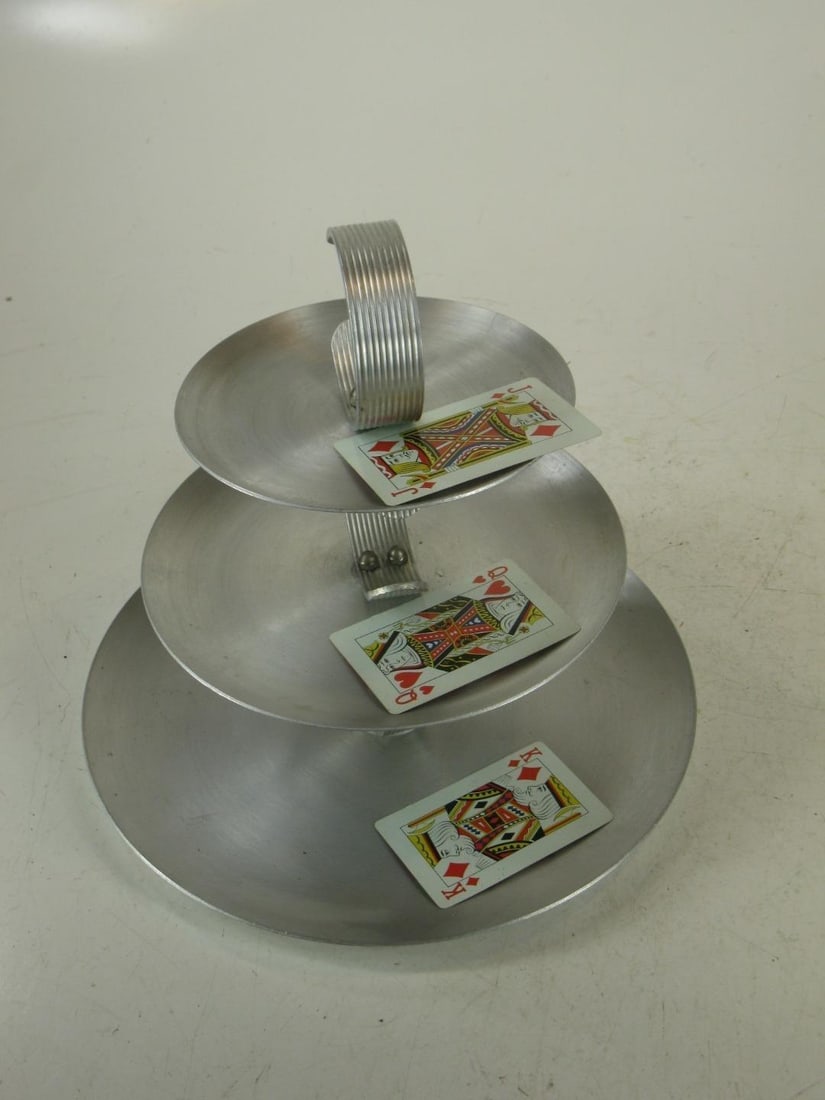 19th Century Serving Tray Mullti-tear Hand Wrought Aluminum Mid Century Modern - 2