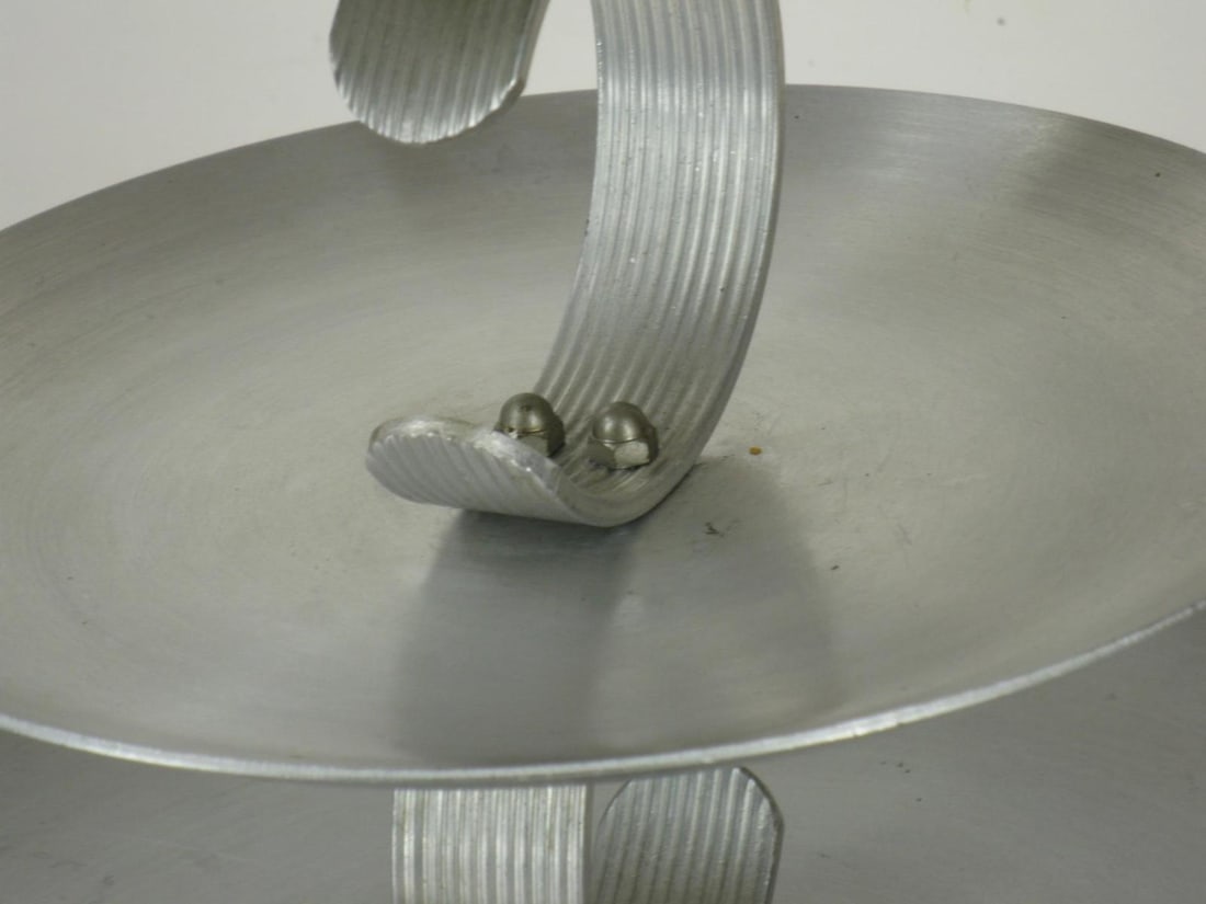 19th Century Serving Tray Mullti-tear Hand Wrought Aluminum Mid Century Modern - 3
