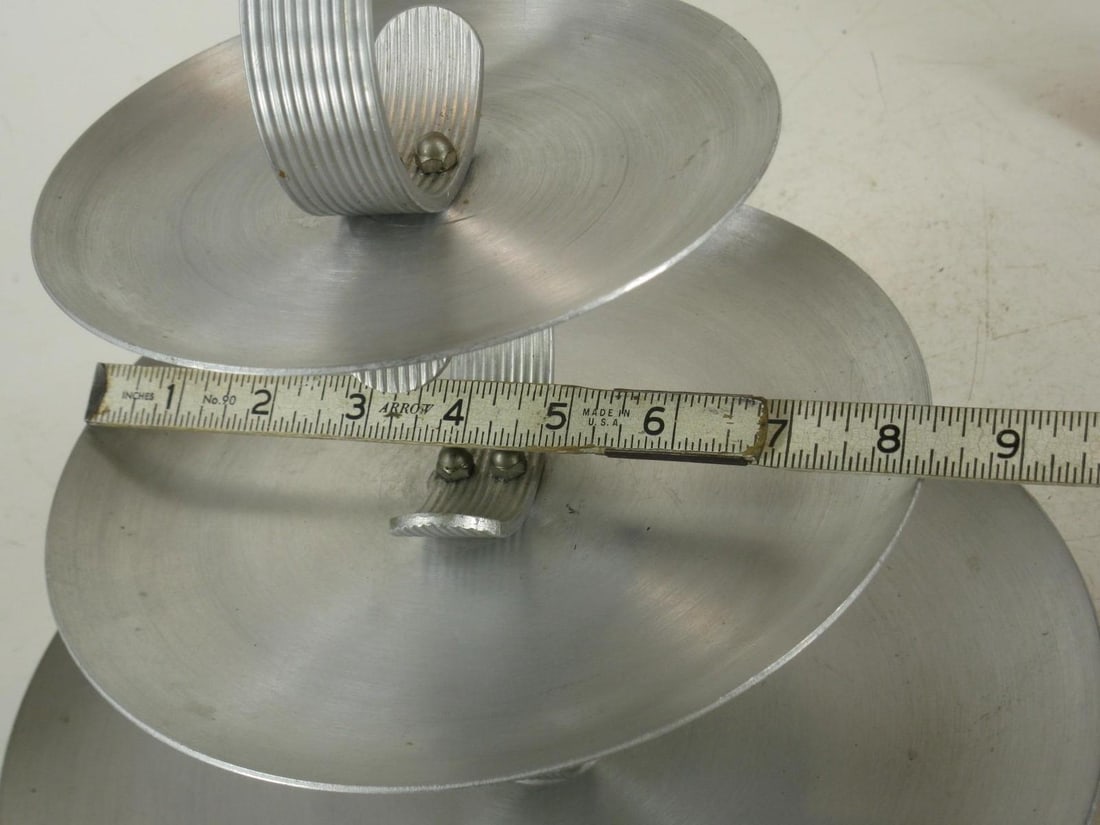 19th Century Serving Tray Mullti-tear Hand Wrought Aluminum Mid Century Modern - 8