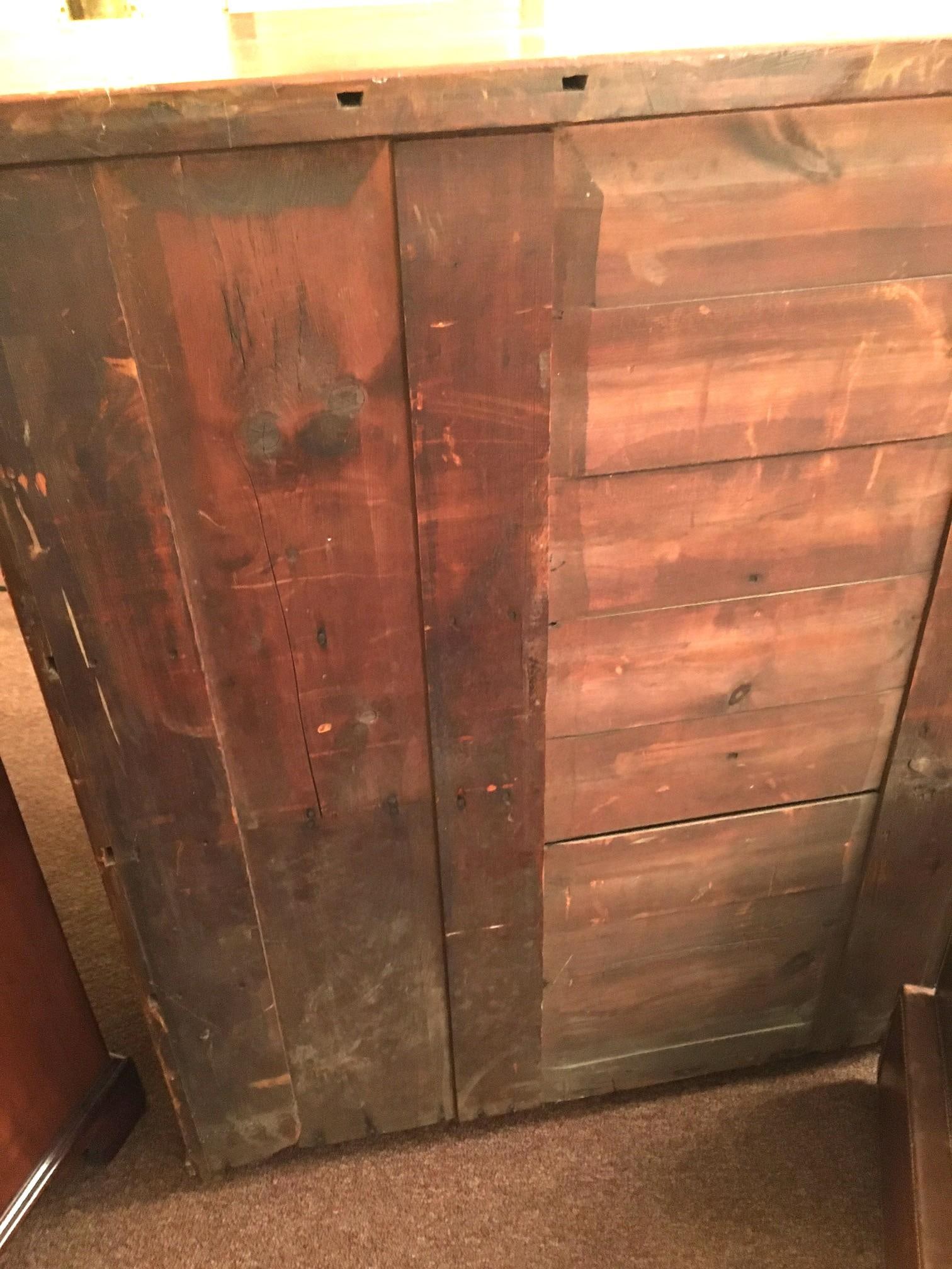 19thc Medical Paw Foot Cabinet Desk W/Original Milk Paint & Colored Glass Panels - 18