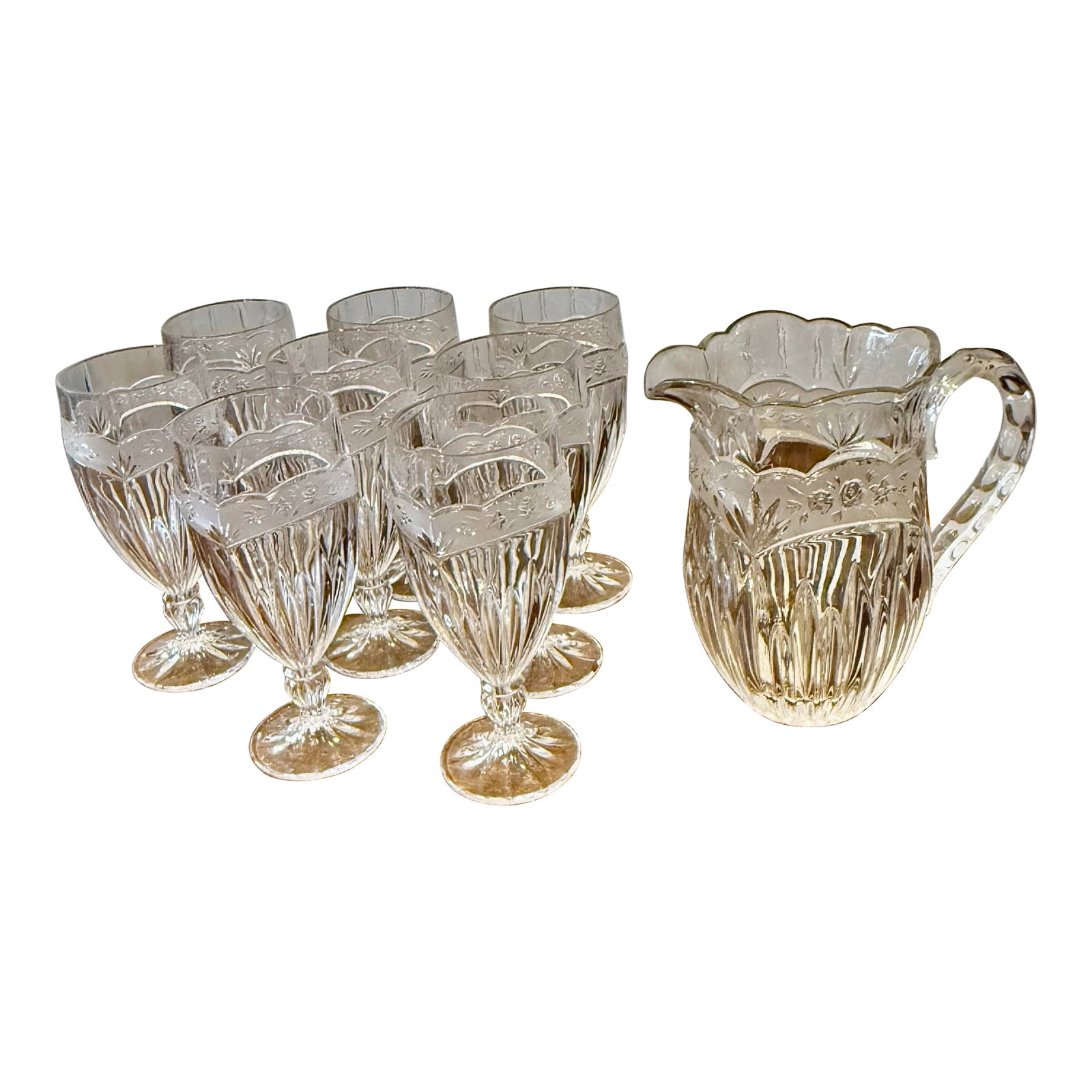 Oneida "Southern Garden" Set of Pitcher and Eight Glasses - 9pcs (1 of 12)