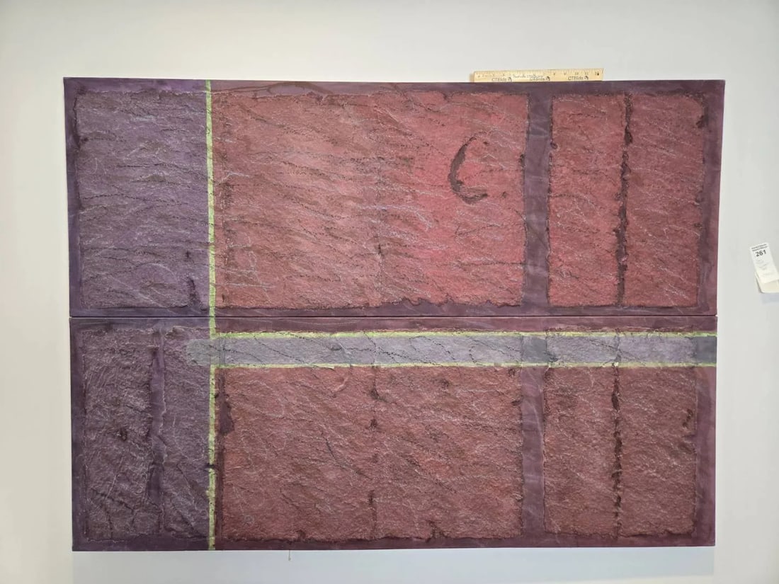 Jan Tips "Architectural Series #35" 1984 Mixed Media Abstract Diptych on Canvas - 15