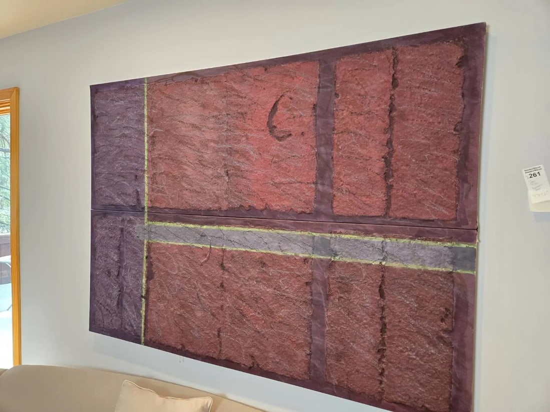 Jan Tips "Architectural Series #35" 1984 Mixed Media Abstract Diptych on Canvas - 17