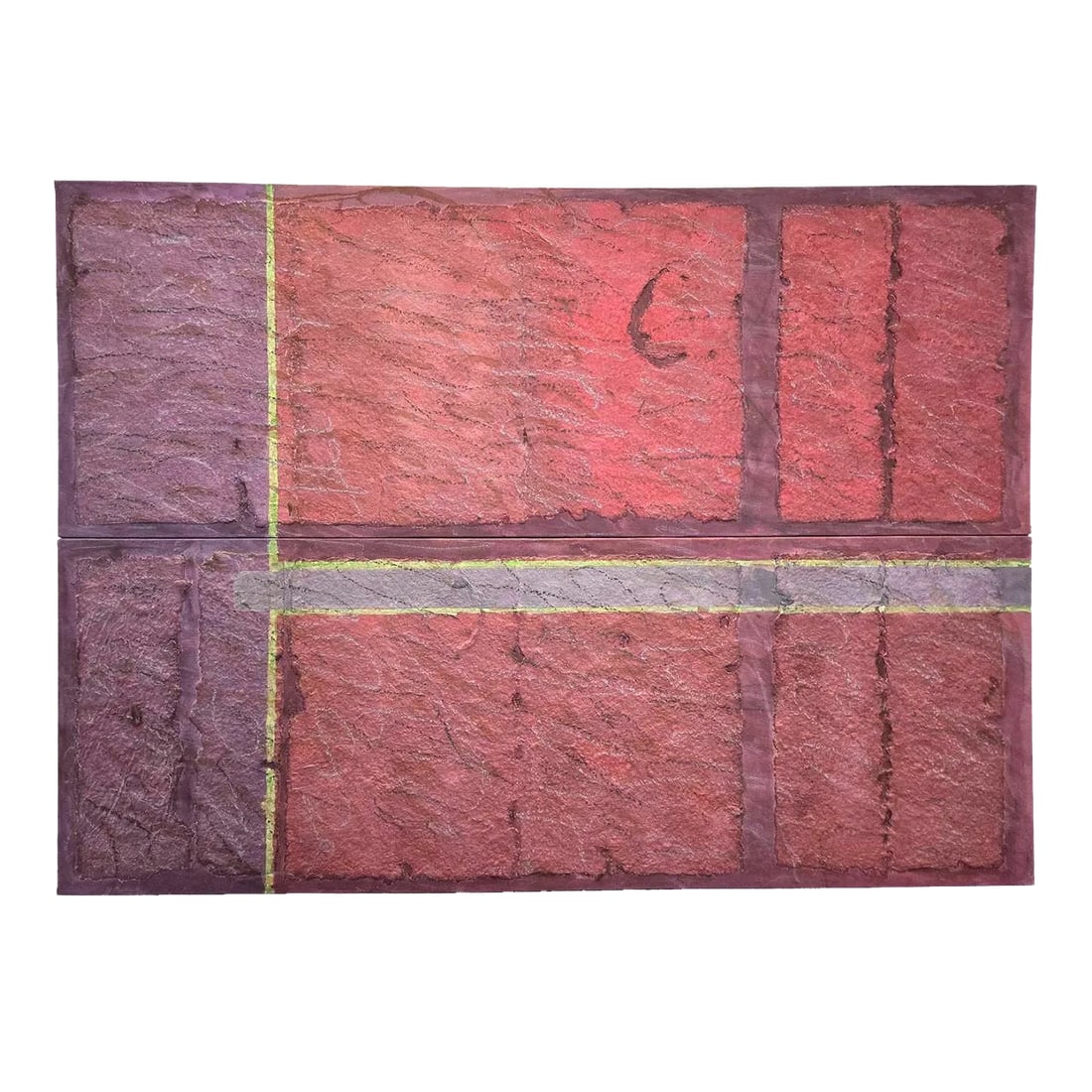 Jan Tips "Architectural Series #35" 1984 Mixed Media Abstract Diptych on Canvas (1 of 17)