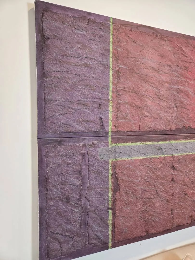 Jan Tips "Architectural Series #35" 1984 Mixed Media Abstract Diptych on Canvas - 4