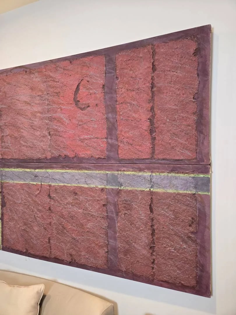 Jan Tips "Architectural Series #35" 1984 Mixed Media Abstract Diptych on Canvas - 8