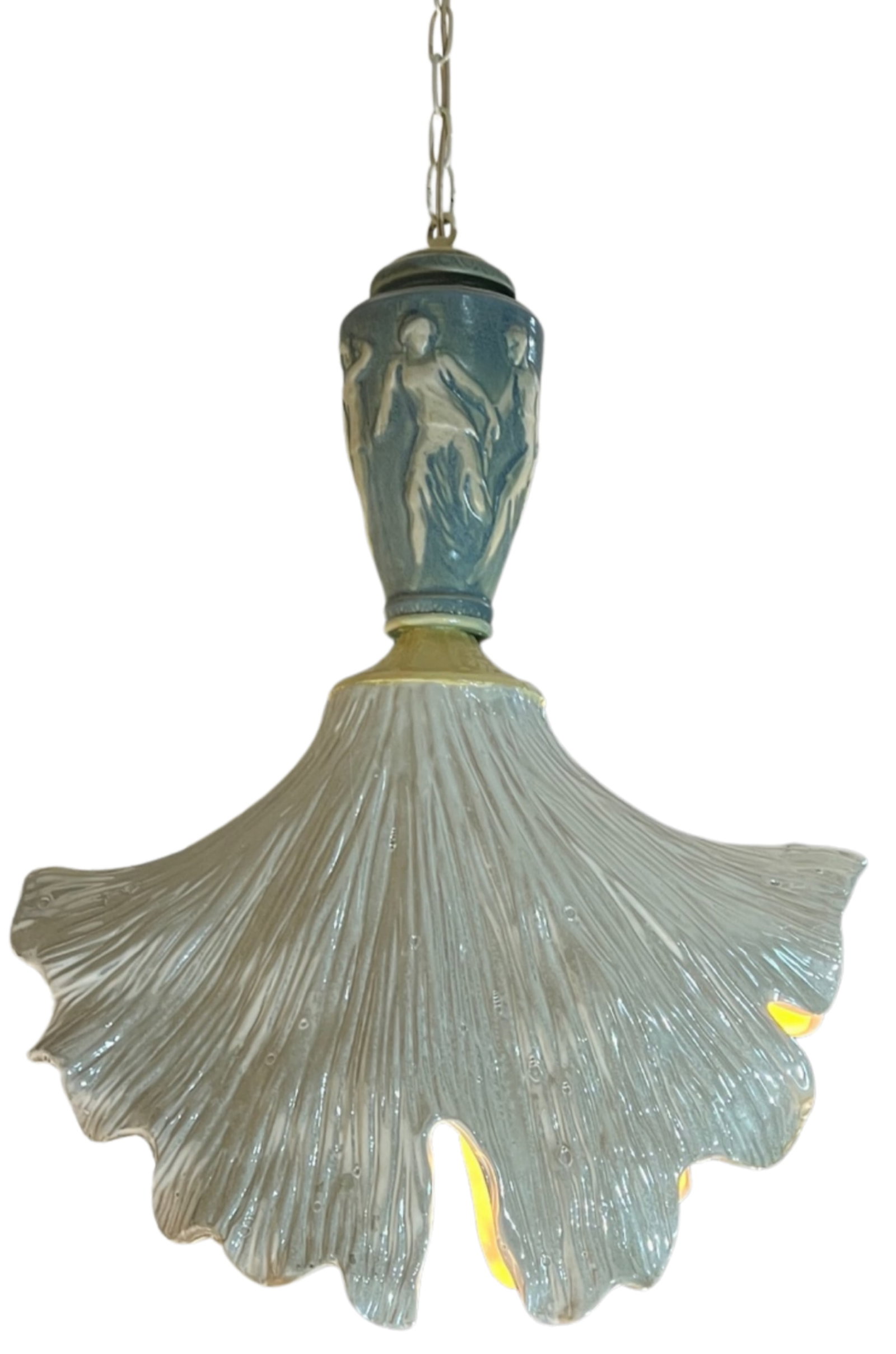 Vintage Light Blue Cream Goddess Ceramic Pendant Light - 10